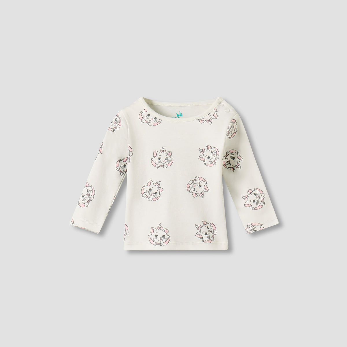 Pack of 2 Disney Cotton Round Neck Long Sleeves Pyjama Set with Marie Print