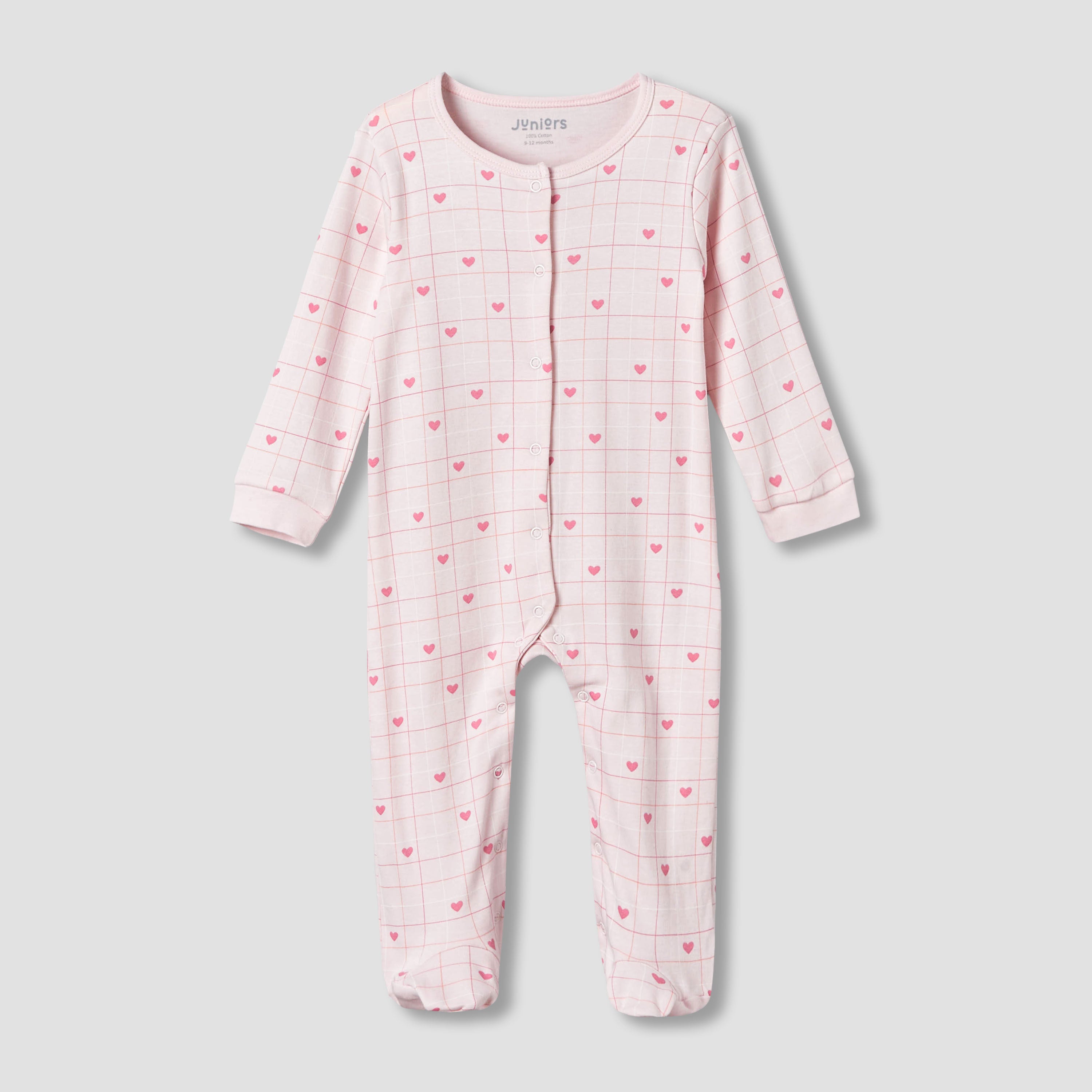 Pack of 2 Juniors Cotton Round Neck Long Sleeves Sleepsuit with Print