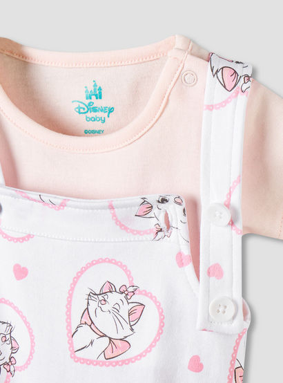 Disney Round Neck Short Sleeves T-shirt and Dungaree Set with Marie Print-baby-girls-clothing-setsandcoords-image-5