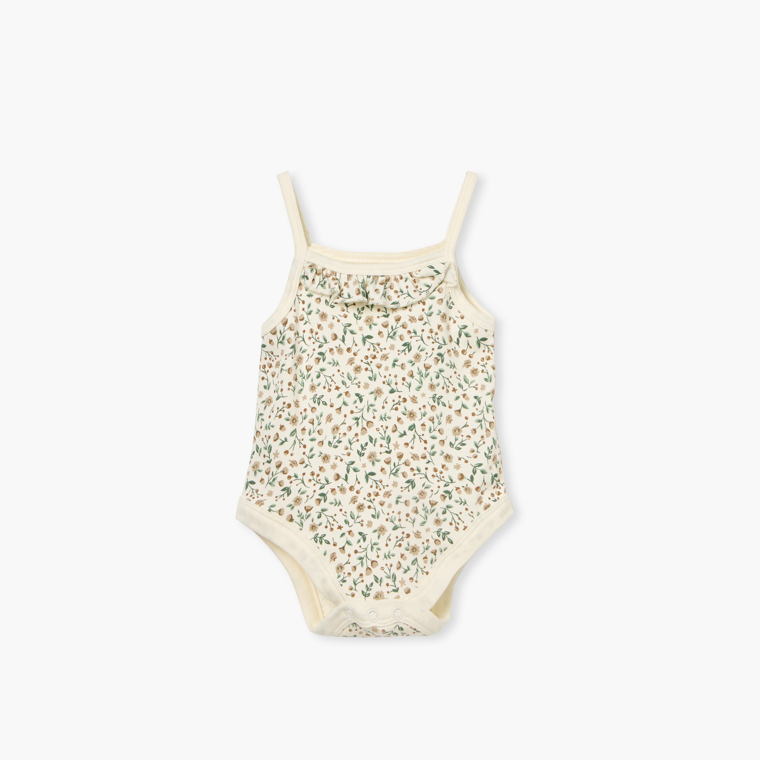 Juniors Floral Print Sleeveless Bodysuit with Snap Button Closure - Set of 2
