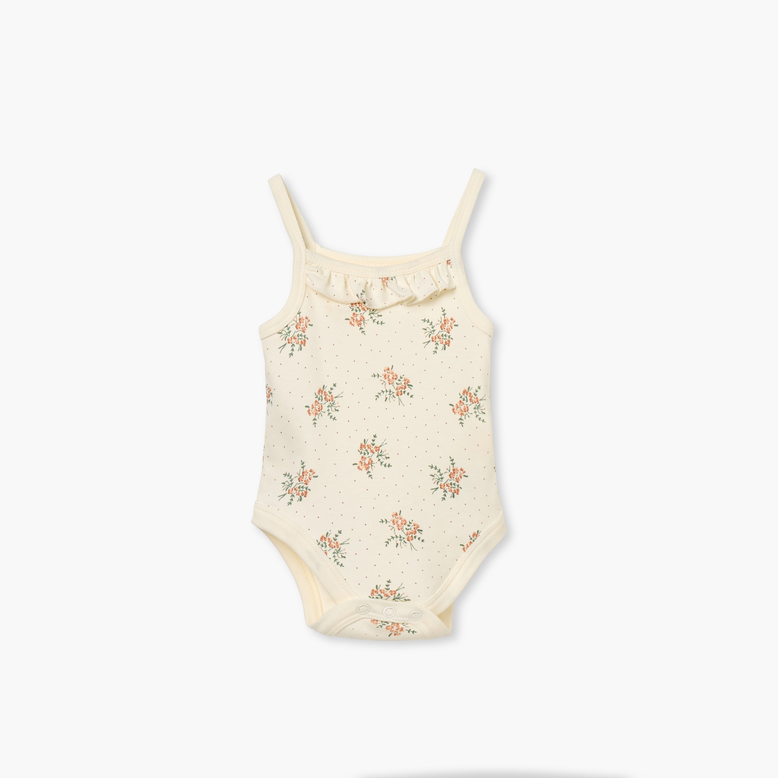 Juniors Floral Print Sleeveless Bodysuit with Snap Button Closure - Set of 2