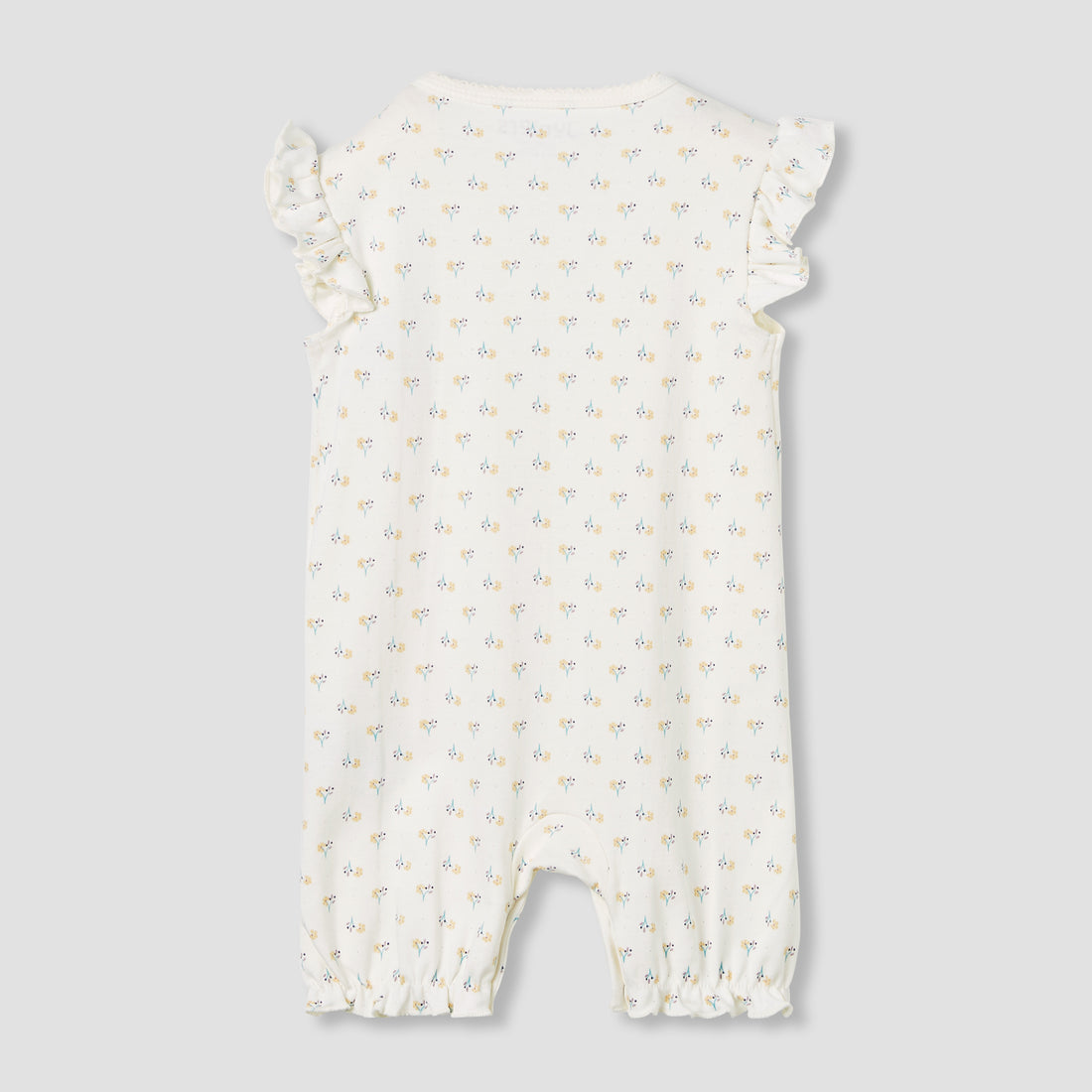 Juniors Floral Print Romper with Ruffle Sleeves