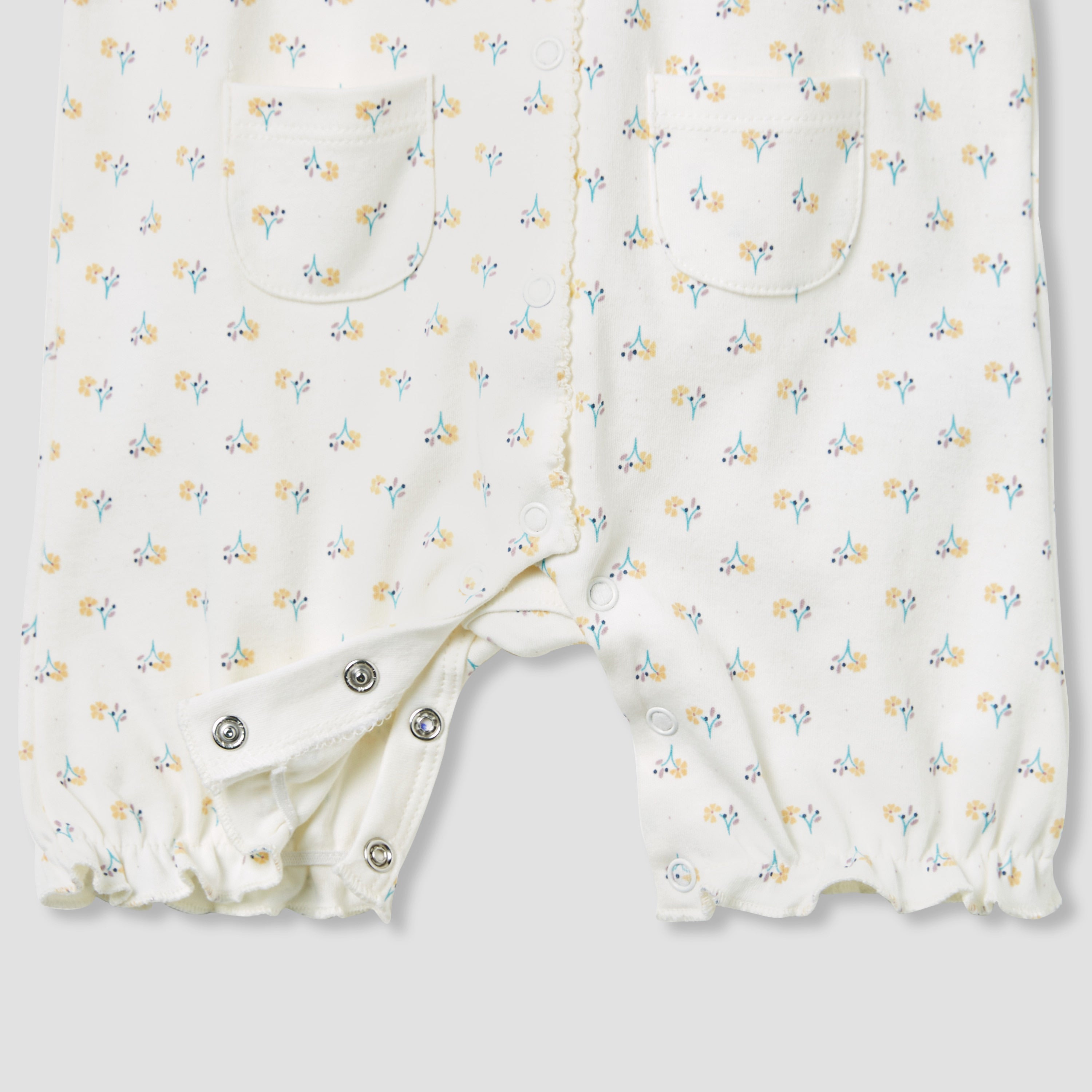 Juniors Floral Print Romper with Ruffle Sleeves