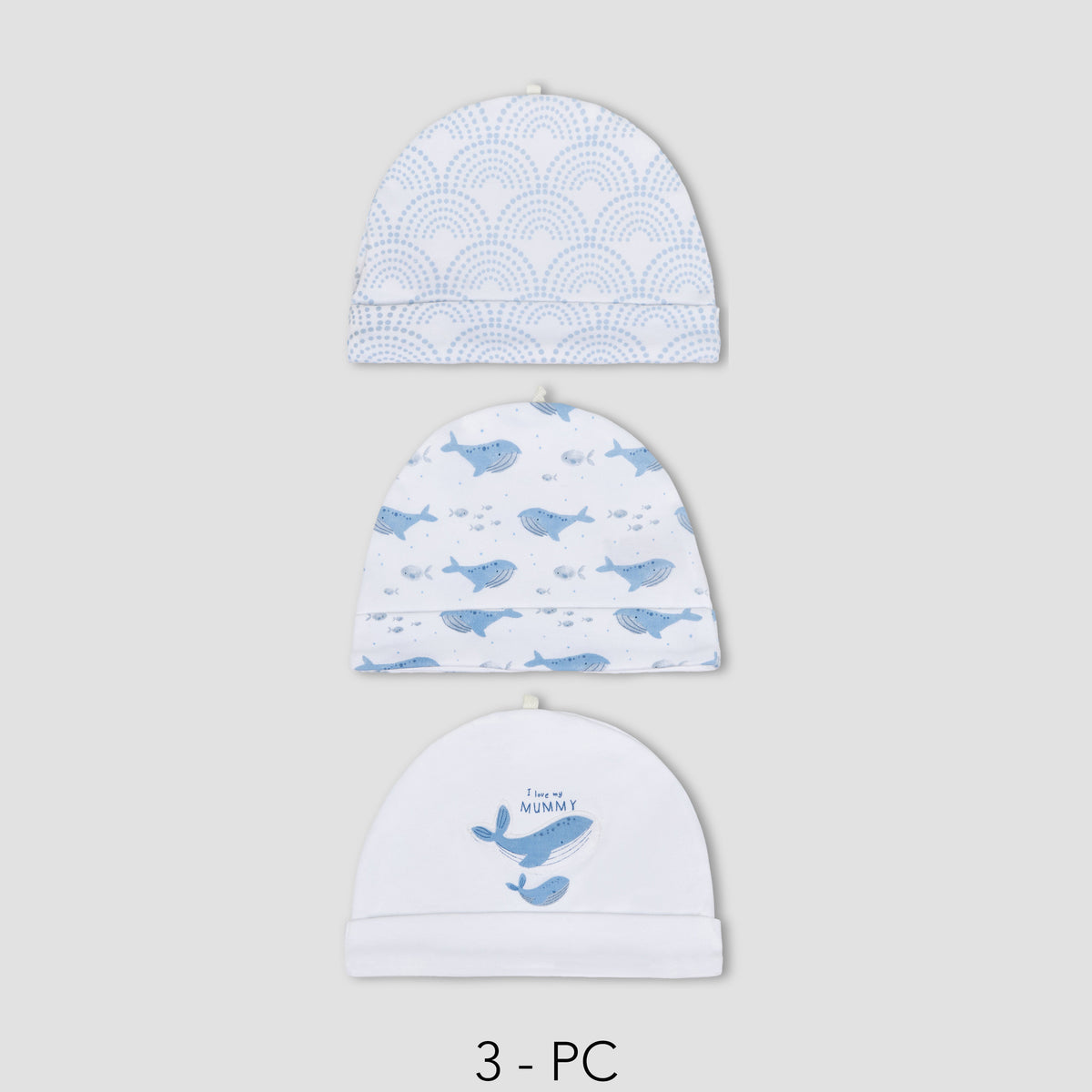 Pack of 3 Juniors Cap with Whale Print
