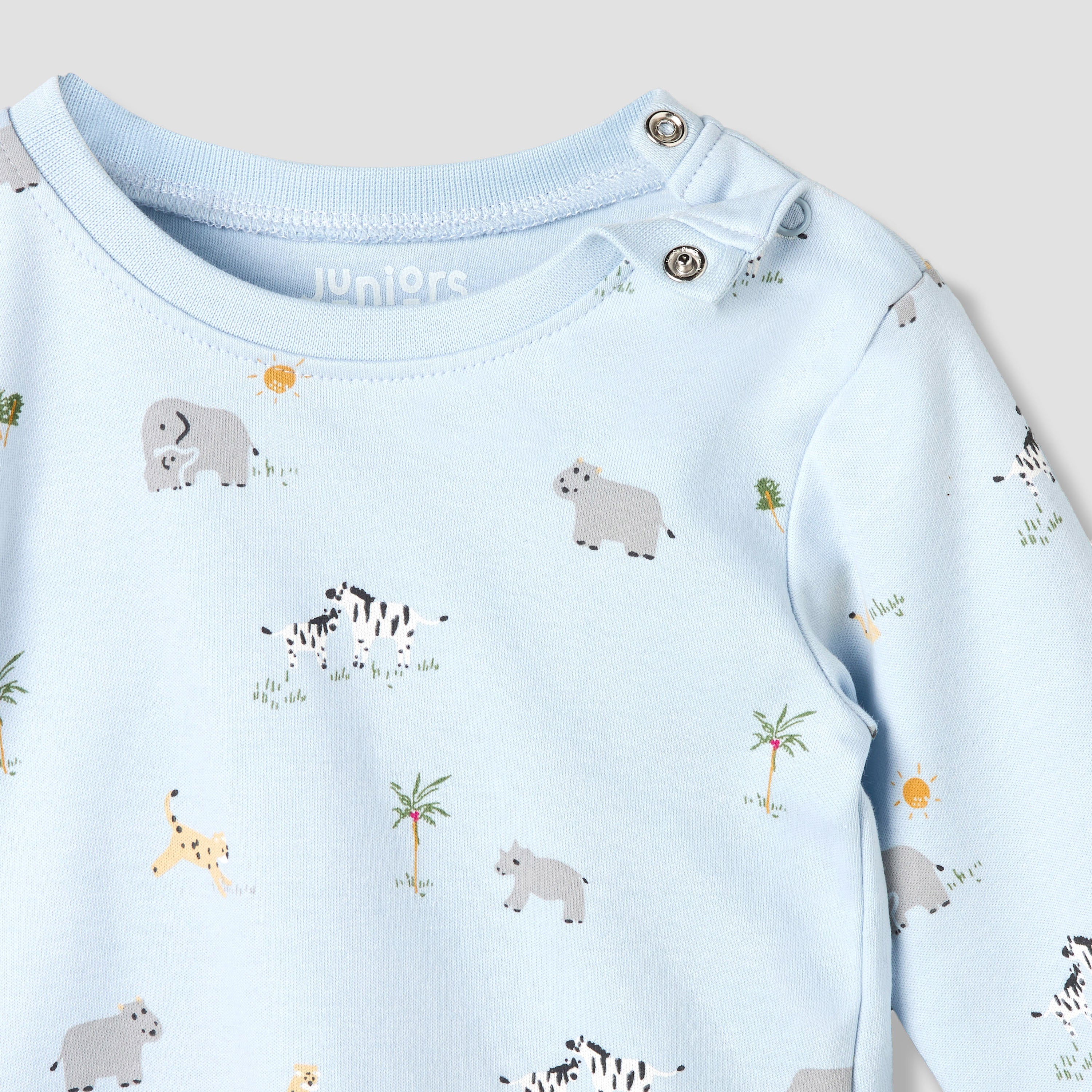 Juniors Cotton Round Neck Long Sleeves Pyjama Set with Print