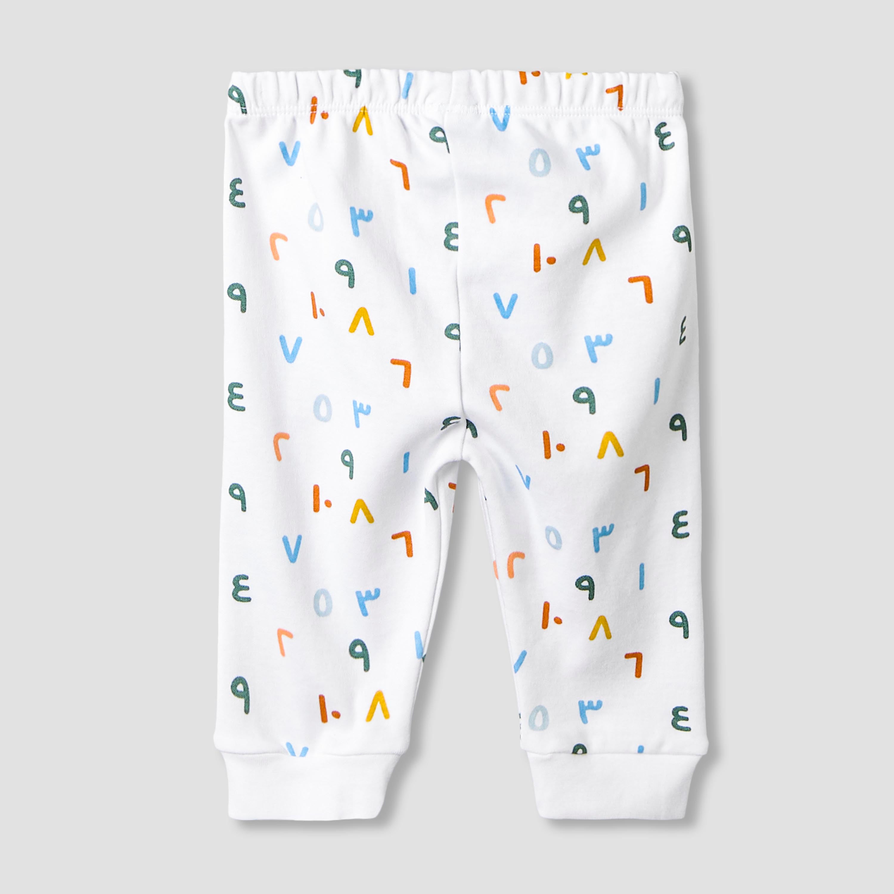 Juniors Cotton Round Neck Long Sleeves Pyjama Set with Arabic Alphabet Print