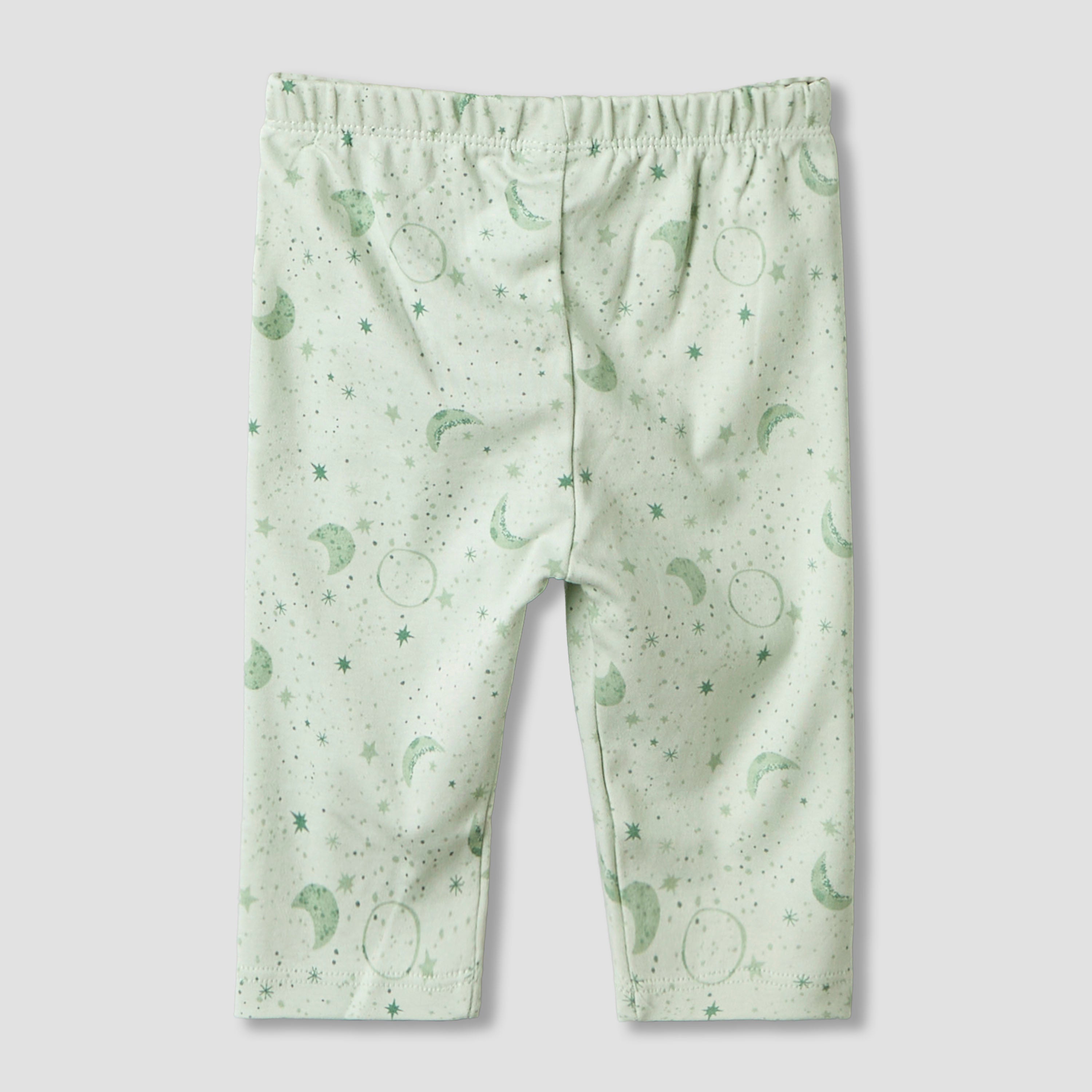Juniors Cotton Round Neck Long Sleeves Pyjama Set with Star and Moon Print