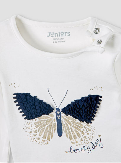 Juniors Pyjama Set with Butterfly Applique - Cotton - Long Sleeves - Round Neck-promo_babyshop_Buy3for99_UAE130126-image-4