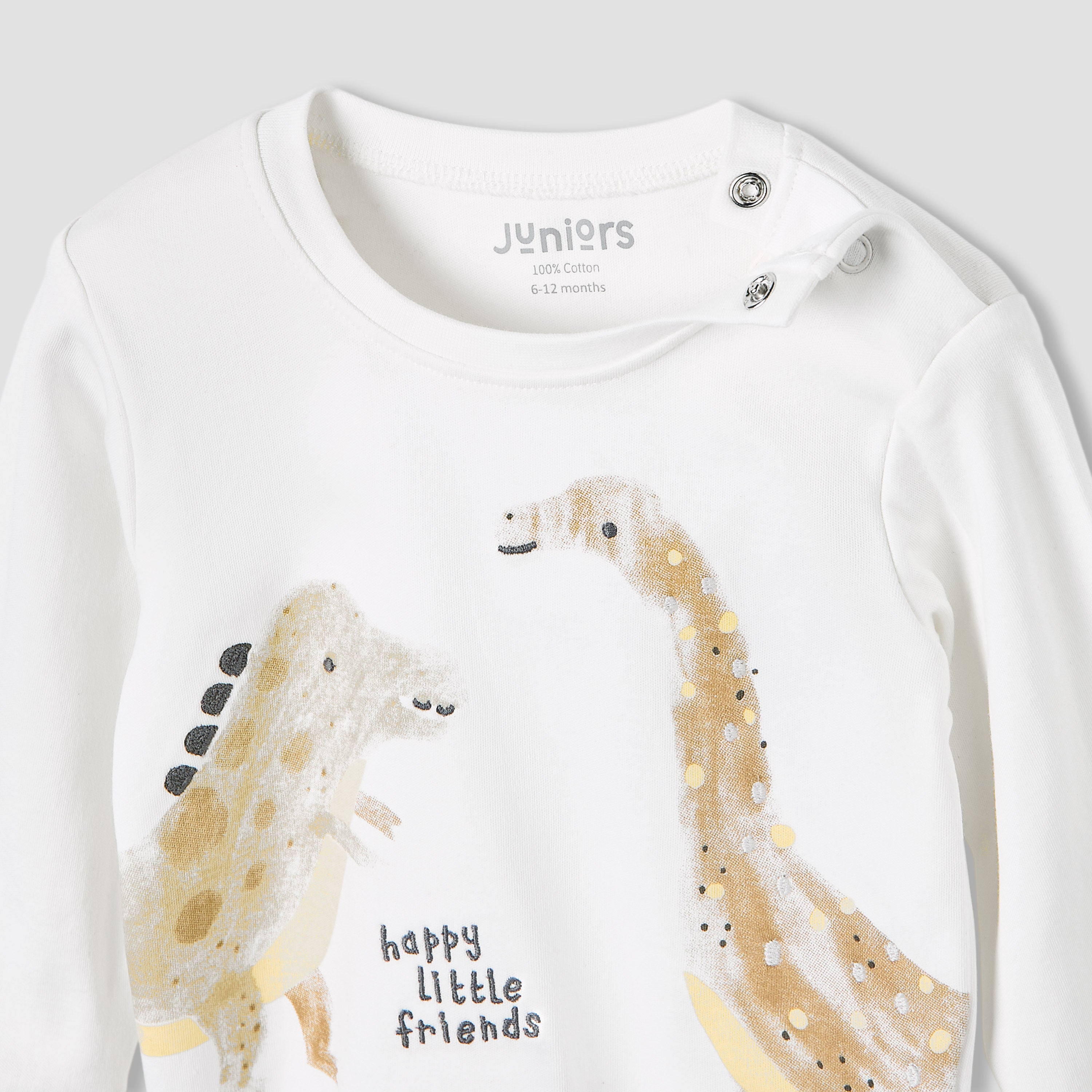 Juniors Pyjama Set with Dinosaur Print - Cotton - Long Sleeves - Round Neck