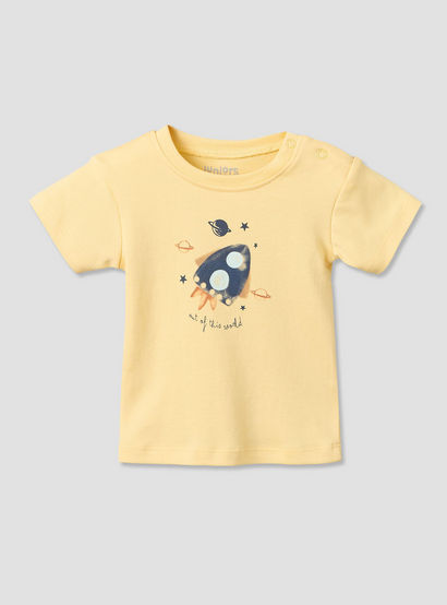 Pack of 2 Juniors Round Neck Short Sleeves T-shirt and Shorts Set with Space Print-baby-boys-clothing-setsandcoords-image-3