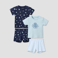 Pack of 2 Juniors Round Neck Short Sleeves T-shirt and Shorts Set with Underwater Print-undefined-image-1
