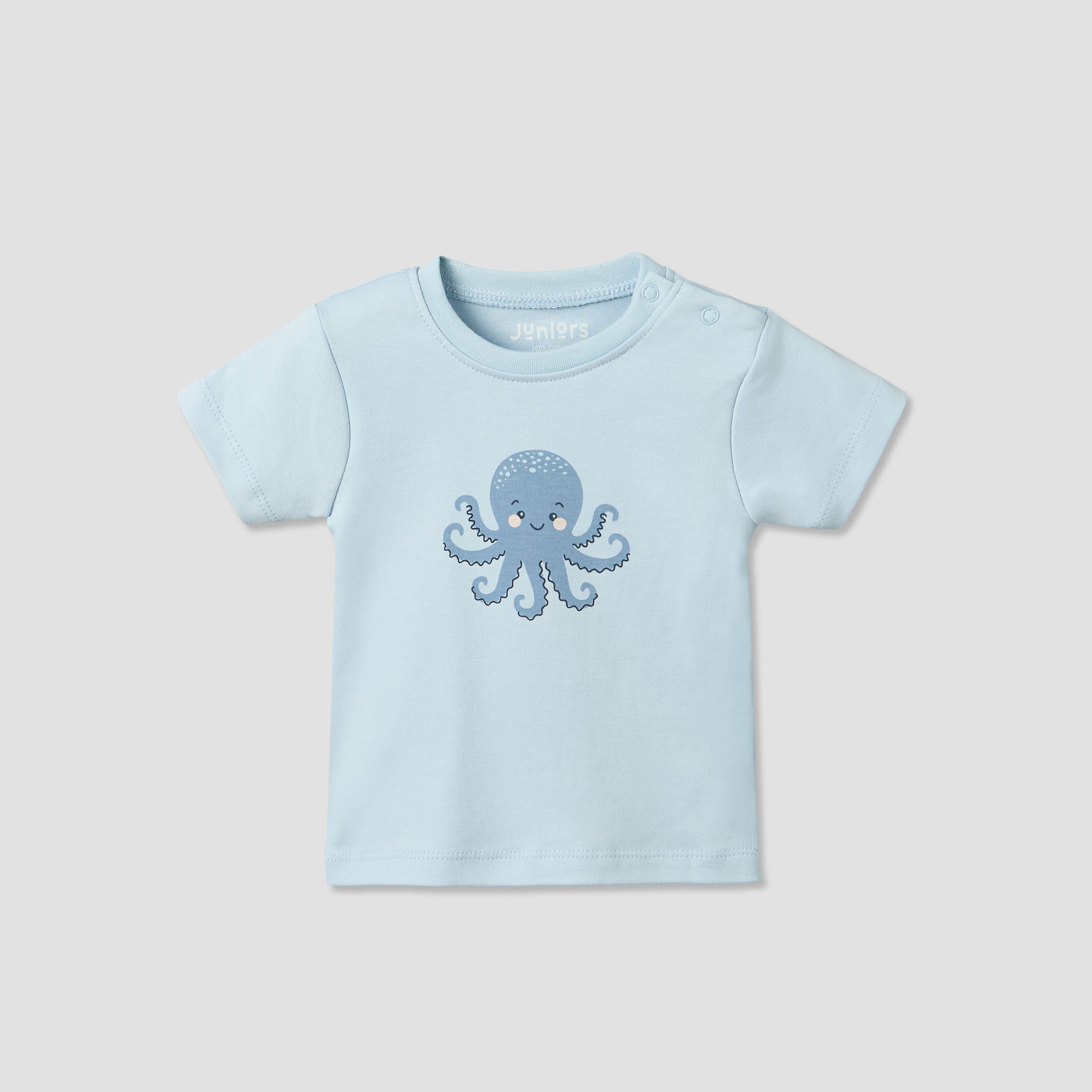 Pack of 2 Juniors Round Neck Short Sleeves T-shirt and Shorts Set with Underwater Print