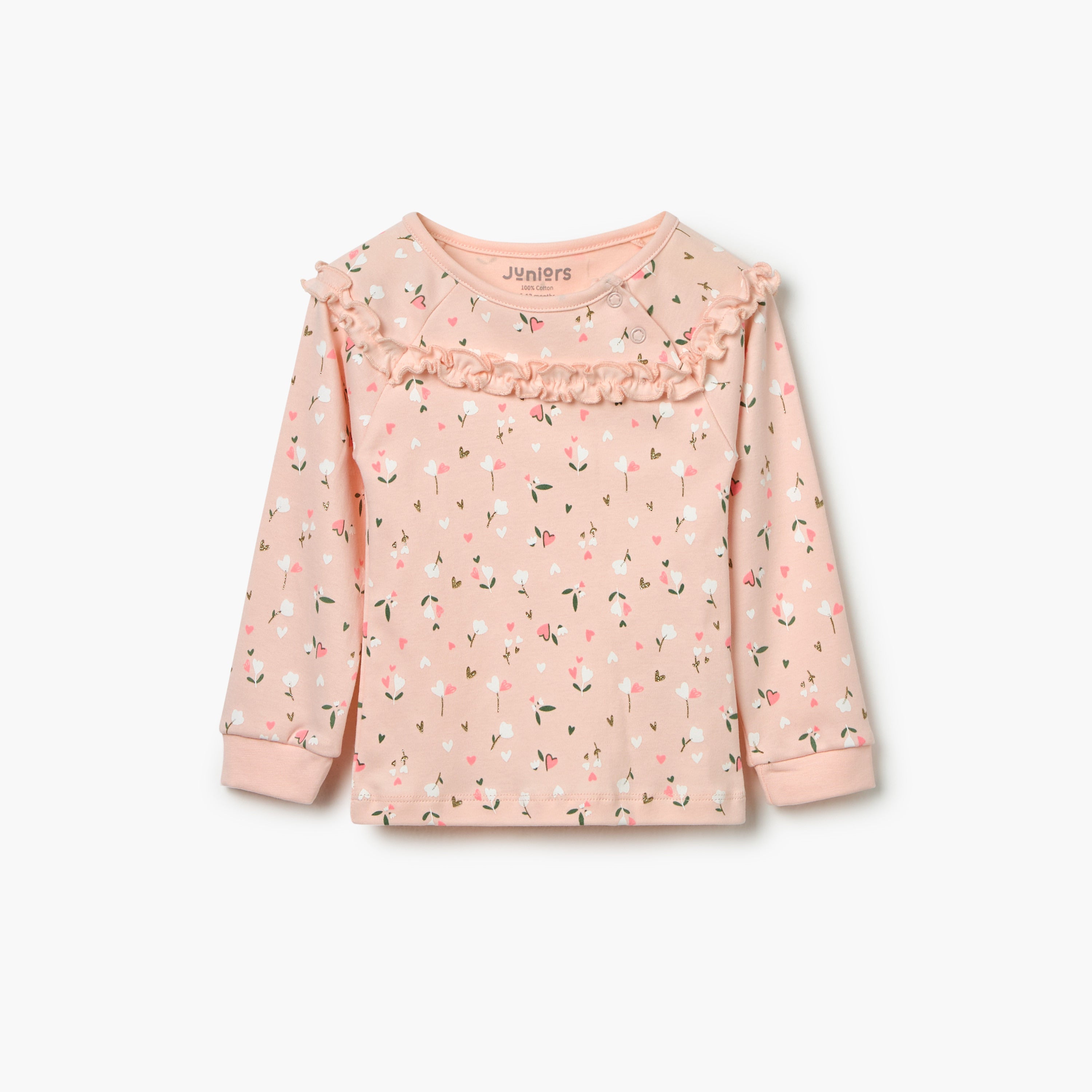 Juniors Floral Print Sweatshirt and Pyjama Set