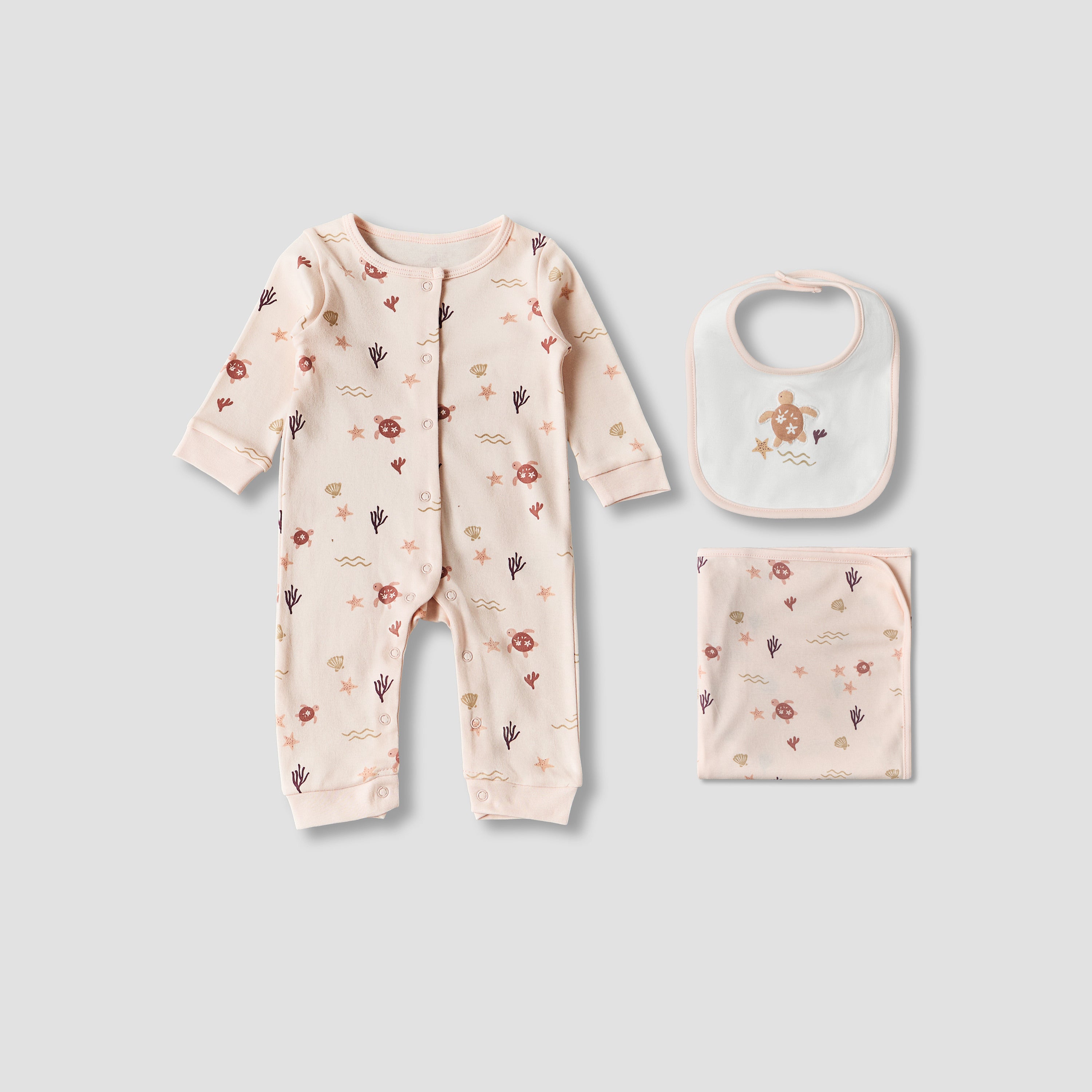 Set of 3 Juniors Clothing Gift Set with Snap Button Closure - Orange / 3-6 mths