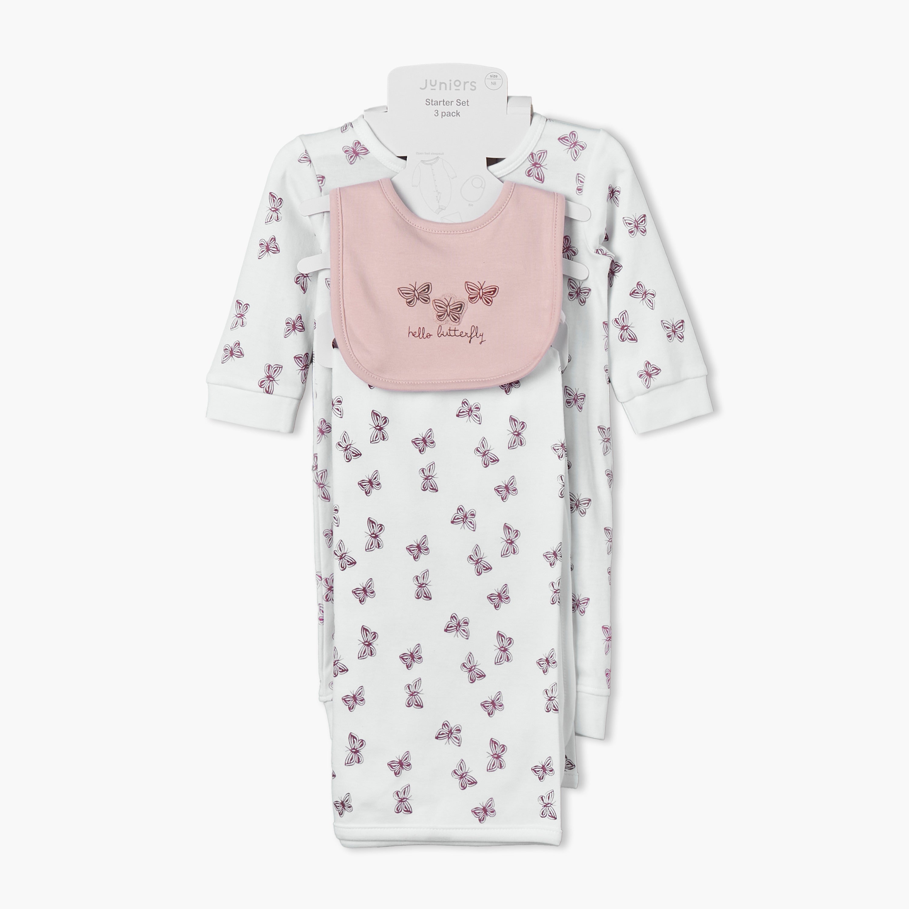 Set of 3 Juniors Clothing Gift Set with Butterfly Print