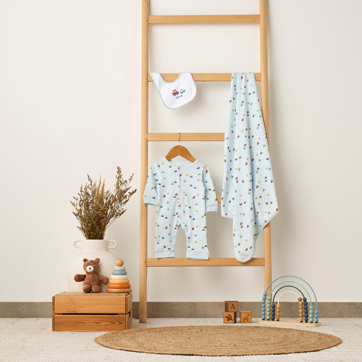Set of 3 Juniors Clothing Gift Set with Vehicle Print