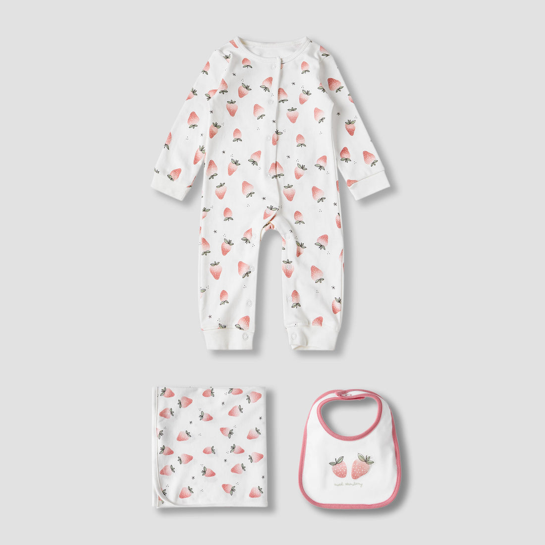 Set of 3 Juniors Clothing Gift Set with Snap Button Closure - White / 0-3 mths