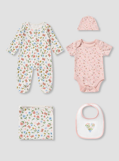 Juniors 6-Piece Floral Print Clothing Gift Set-baby-girls-clothing-setsandcoords-image-1