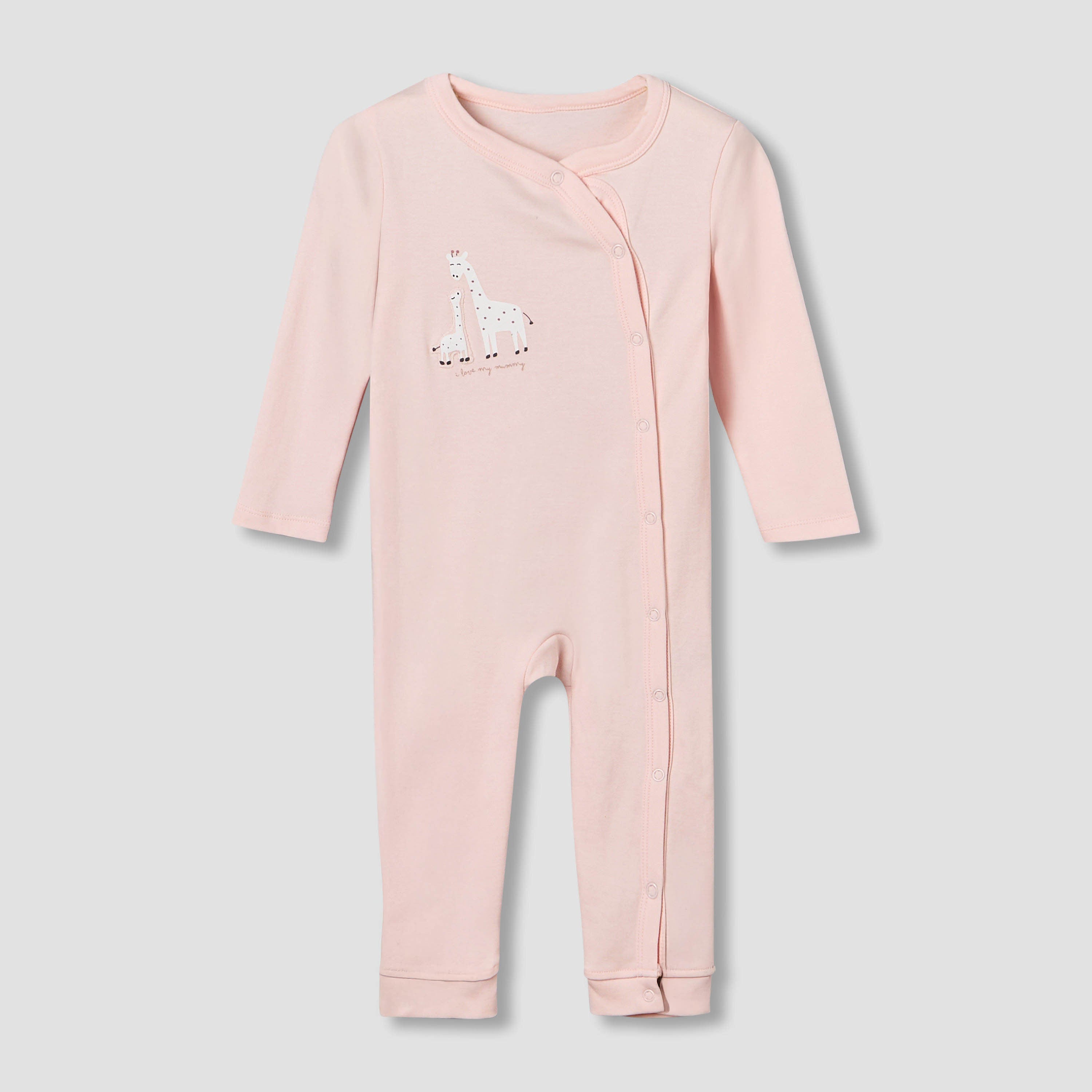 Pack of 3 Juniors Cotton Round Neck Long Sleeves Sleepsuit with Giraffe Print