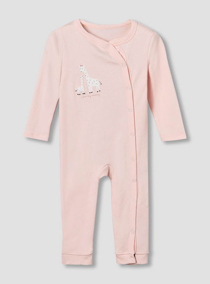 Pack of 3 Juniors Cotton Round Neck Long Sleeves Sleepsuit with Giraffe Print-baby-girls-clothing-nightwear-sleepsuits-image-3