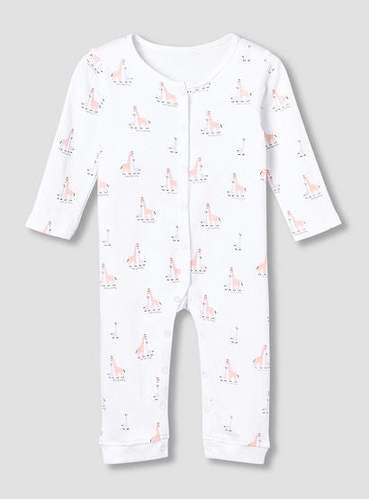 Pack of 3 Juniors Cotton Round Neck Long Sleeves Sleepsuit with Giraffe Print-baby-girls-clothing-nightwear-sleepsuits-image-5