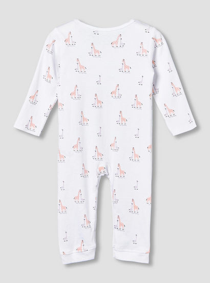 Pack of 3 Juniors Cotton Round Neck Long Sleeves Sleepsuit with Giraffe Print-baby-girls-clothing-nightwear-sleepsuits-image-8