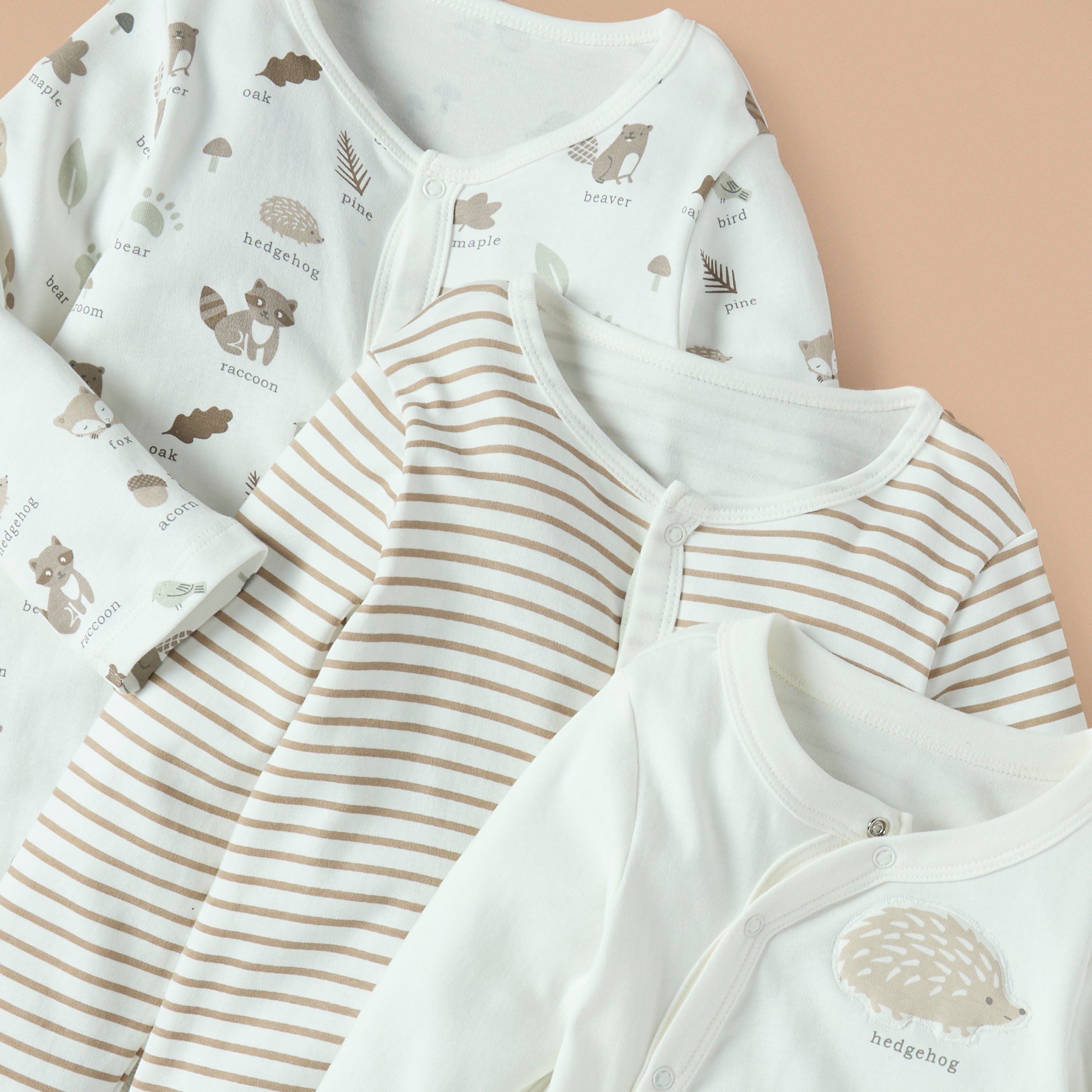 Juniors Printed Sleepsuit with Button Closure - Set of 3