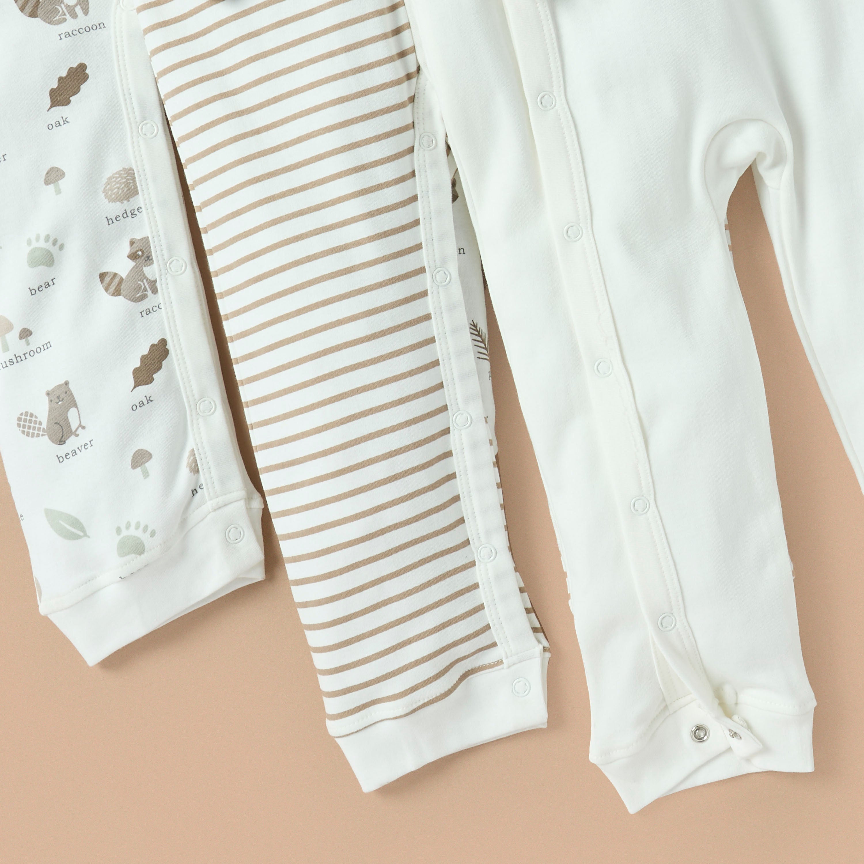 Juniors Printed Sleepsuit with Button Closure - Set of 3