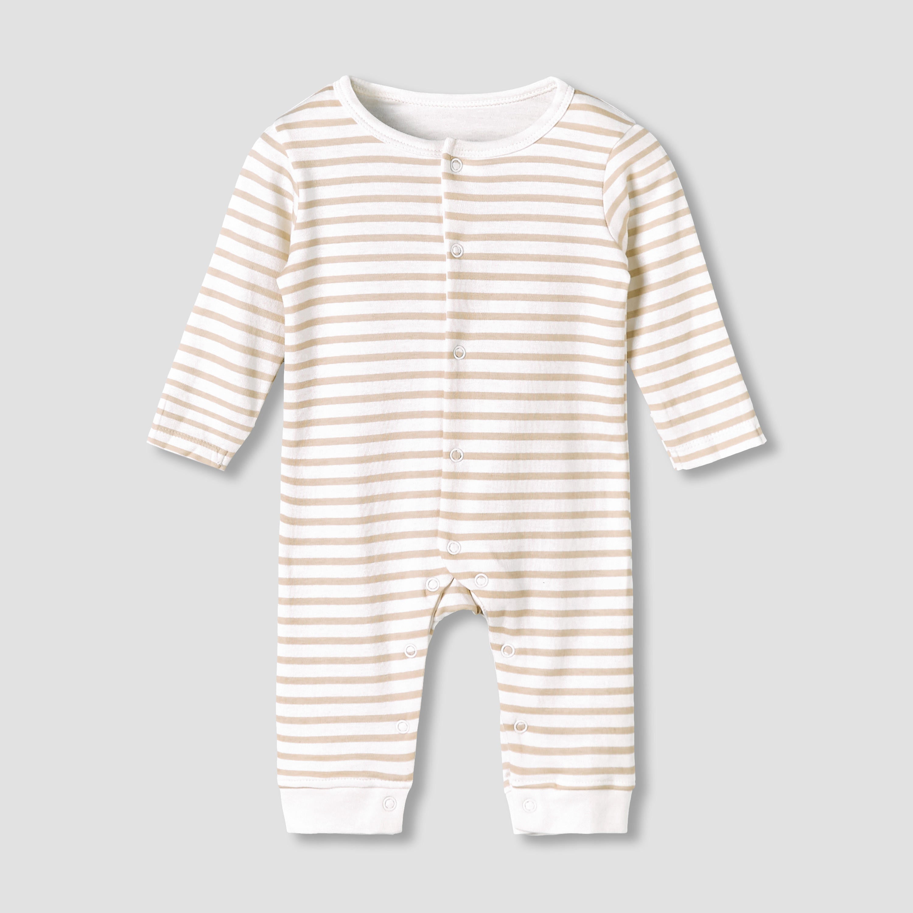 Pack of 3 Juniors Cotton Round Neck Long Sleeve Sleepsuit with Snap Button Closure