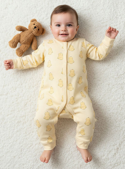 Pack of 3 Juniors Cotton Round Neck Long Sleeves Sleepsuit with Animal Print-baby-girls-clothing-nightwear-sleepsuits-image-2