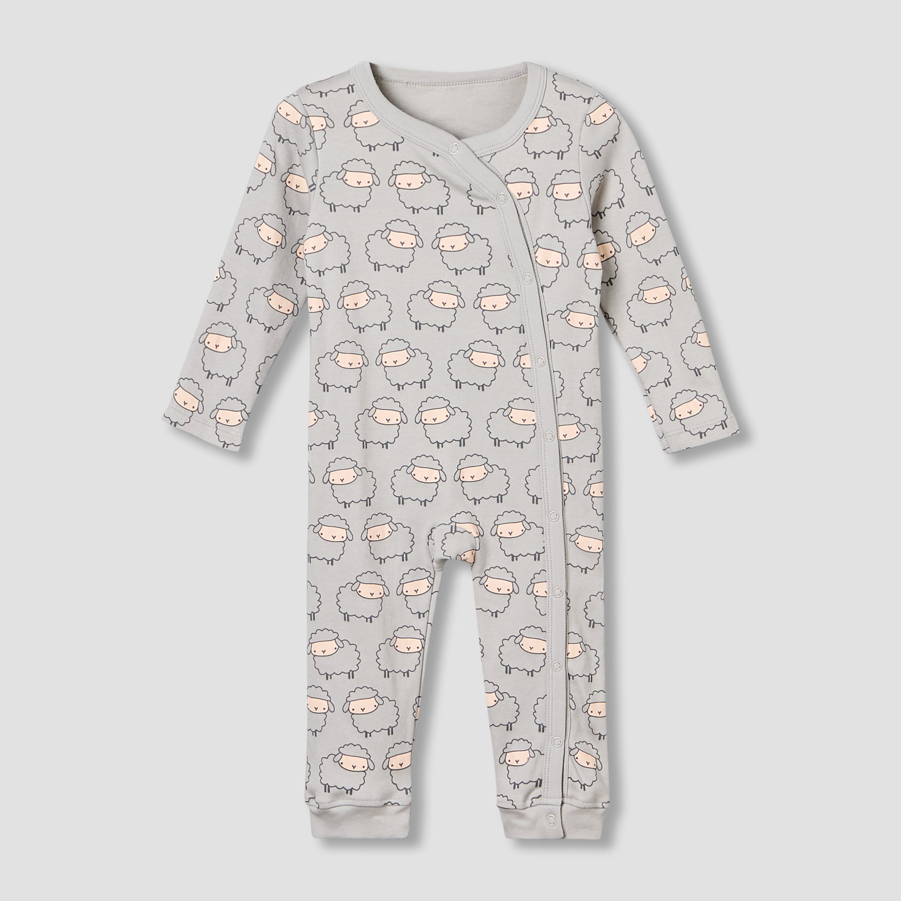 Pack of 3 Juniors Cotton Round Neck Long Sleeves Sleepsuit with Animal Print