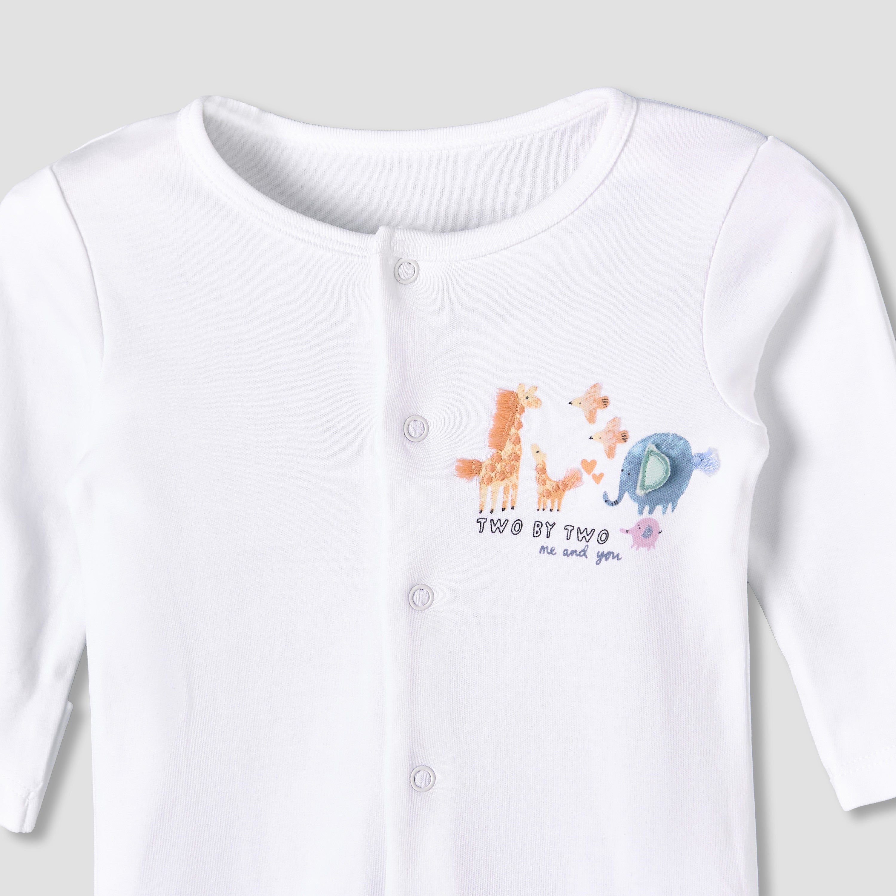 Pack of 3 Juniors Cotton Long Sleeve Sleepsuit with Safari Print