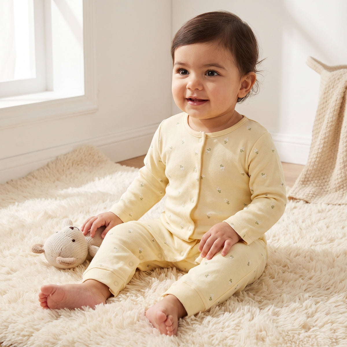 Pack of 3 Juniors Cotton Crew Neck Long Sleeves Sleepsuit with Floral Print