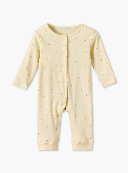 Pack of 3 Juniors Cotton Crew Neck Long Sleeves Sleepsuit with Floral Print-baby-girls-clothing-nightwear-sleepsuits-image-5