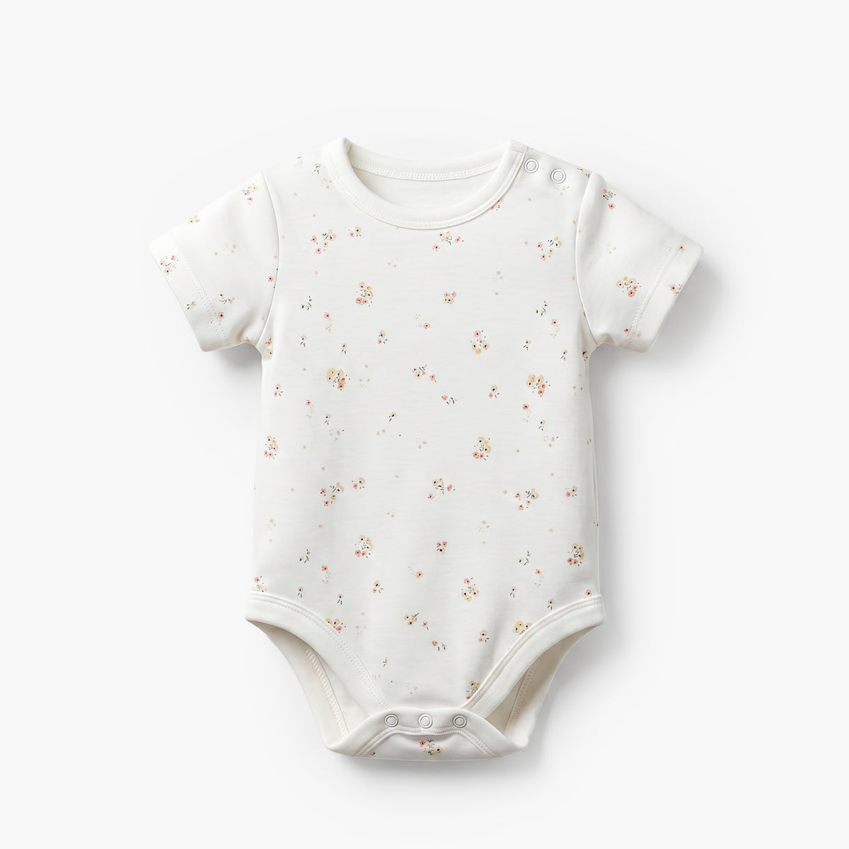 Pack of 5 Juniors Cotton Crew Neck Short Sleeves Bodysuit with Floral Print