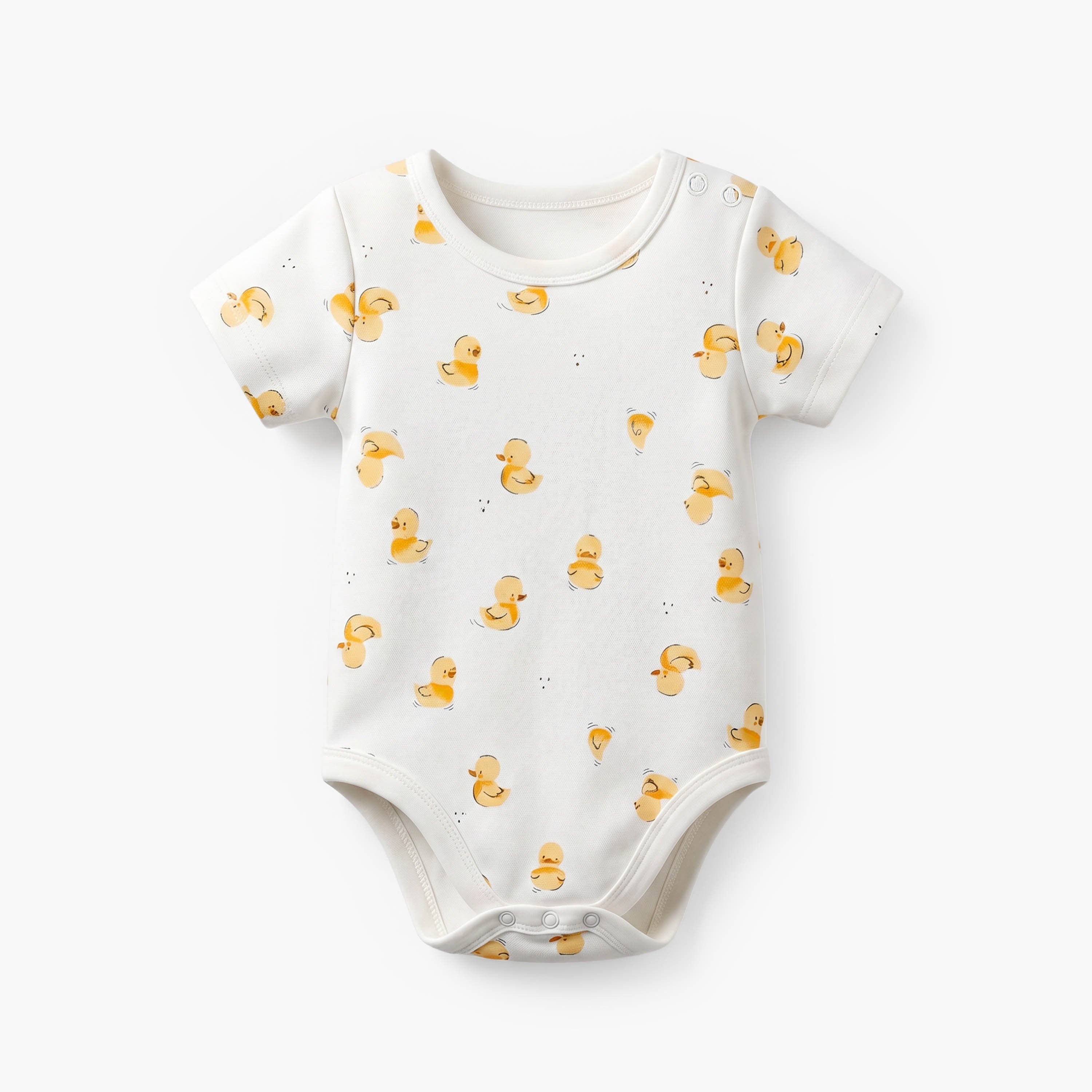 Pack of 5 Juniors Crew Neck Short Sleeves Bodysuit with Duck Print