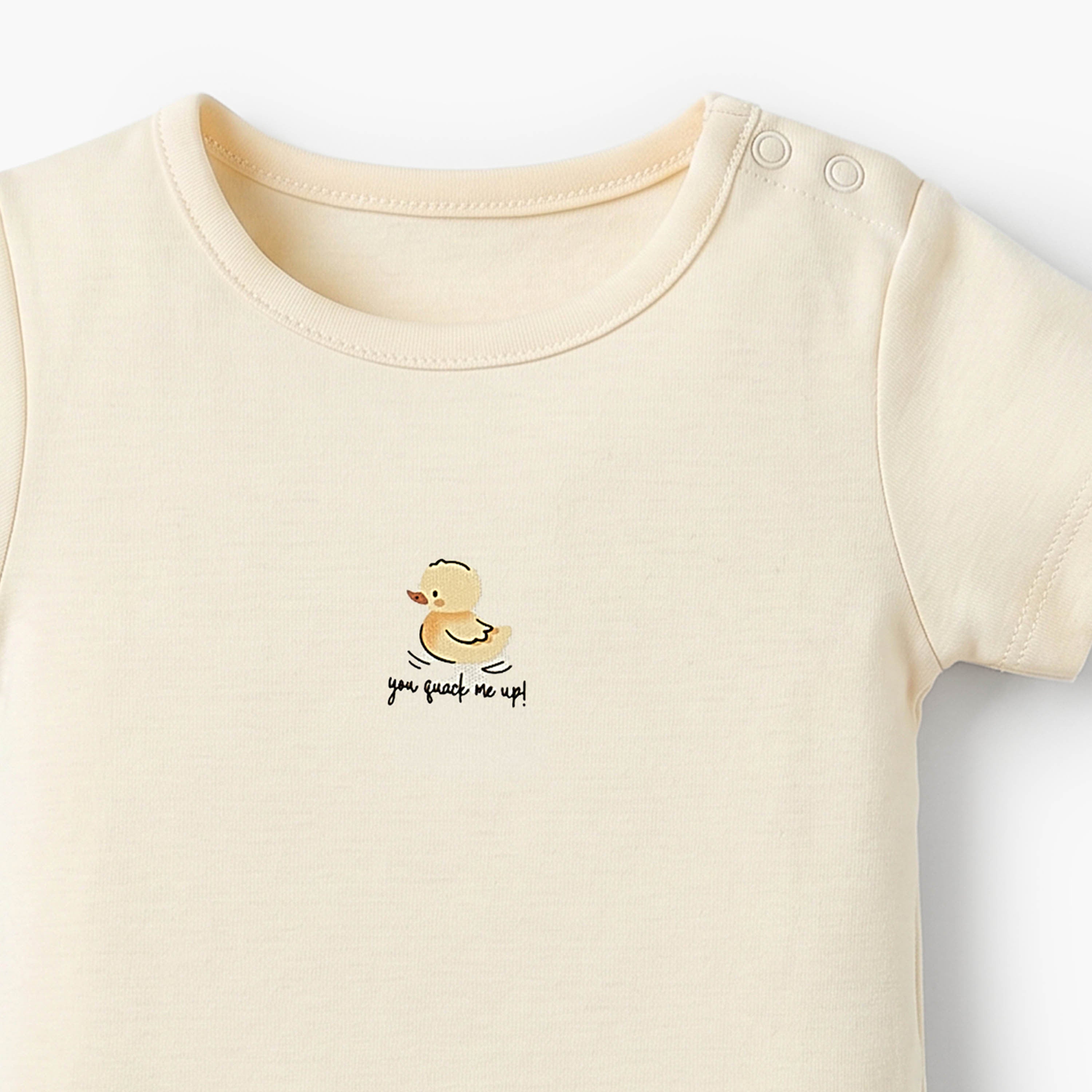 Pack of 5 Juniors Crew Neck Short Sleeves Bodysuit with Duck Print