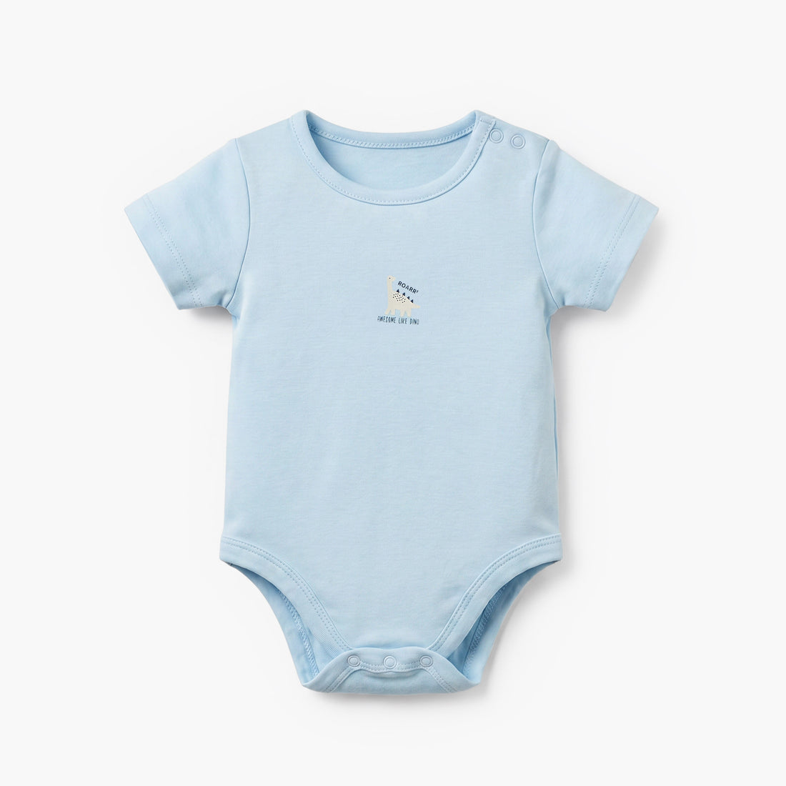 Pack of 5 Juniors Cotton Crew Neck Short Sleeves Bodysuit with Dinosaur Print