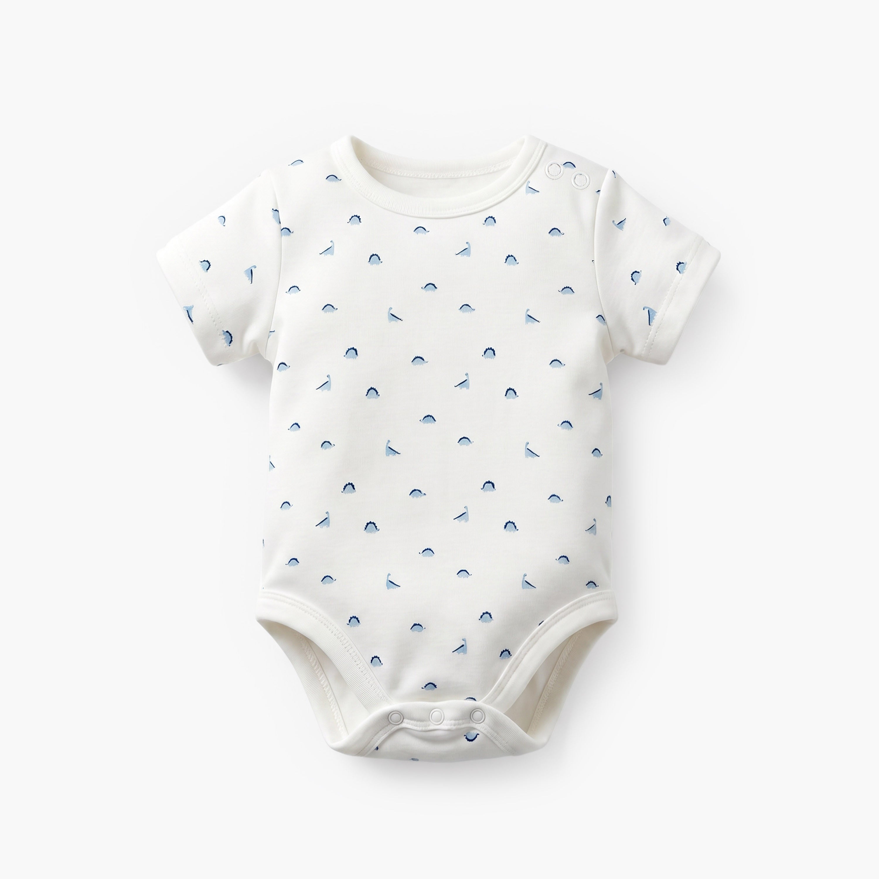 Pack of 5 Juniors Cotton Crew Neck Short Sleeves Bodysuit with Dinosaur Print
