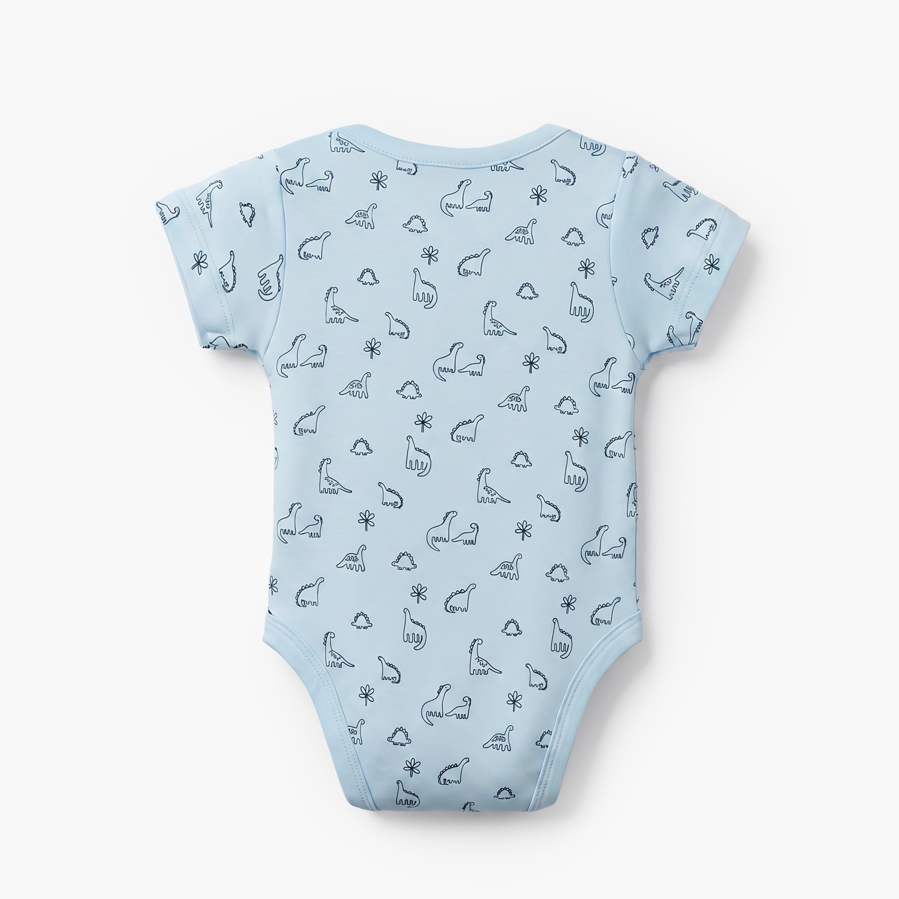 Pack of 5 Juniors Cotton Crew Neck Short Sleeves Bodysuit with Dinosaur Print