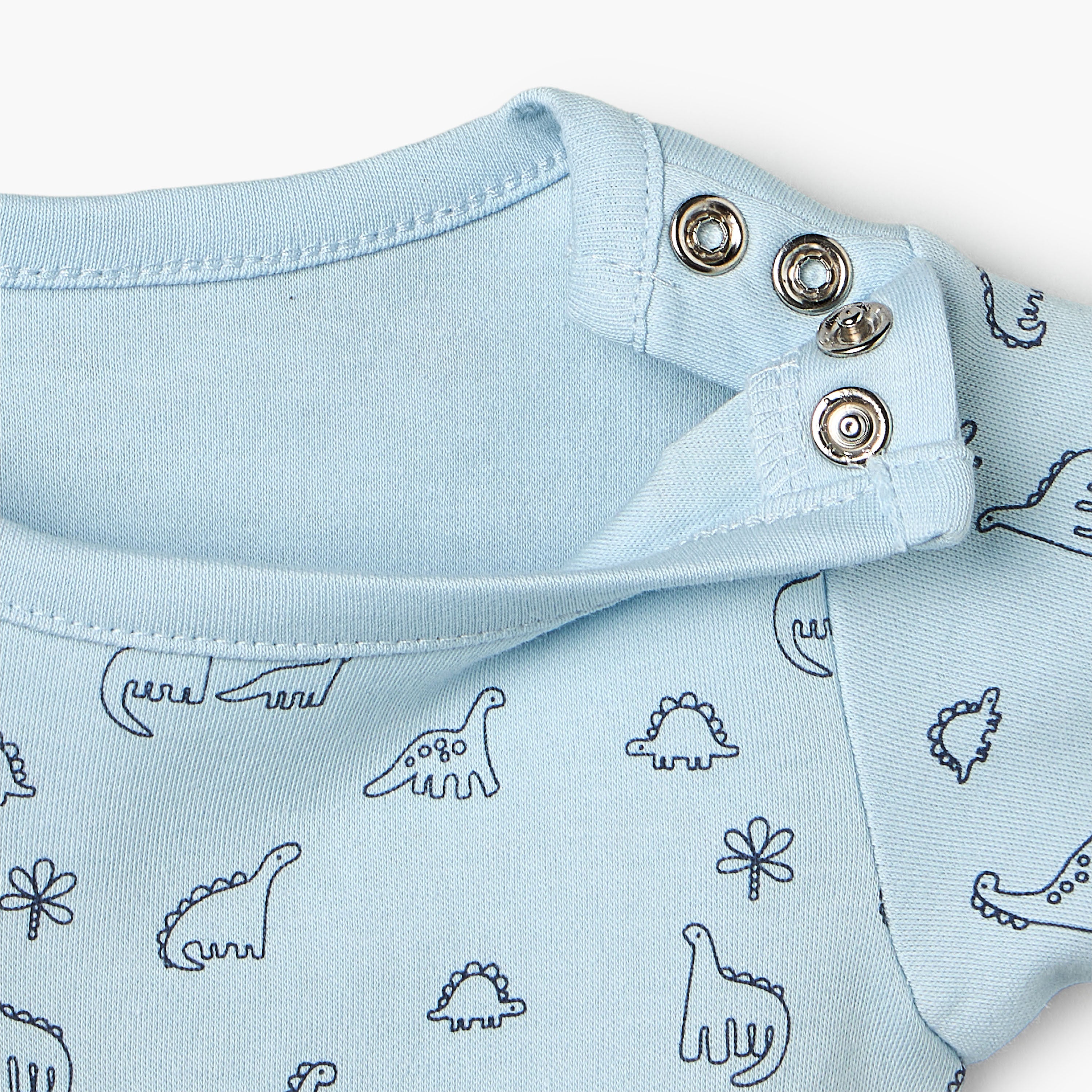 Pack of 5 Juniors Cotton Crew Neck Short Sleeves Bodysuit with Dinosaur Print