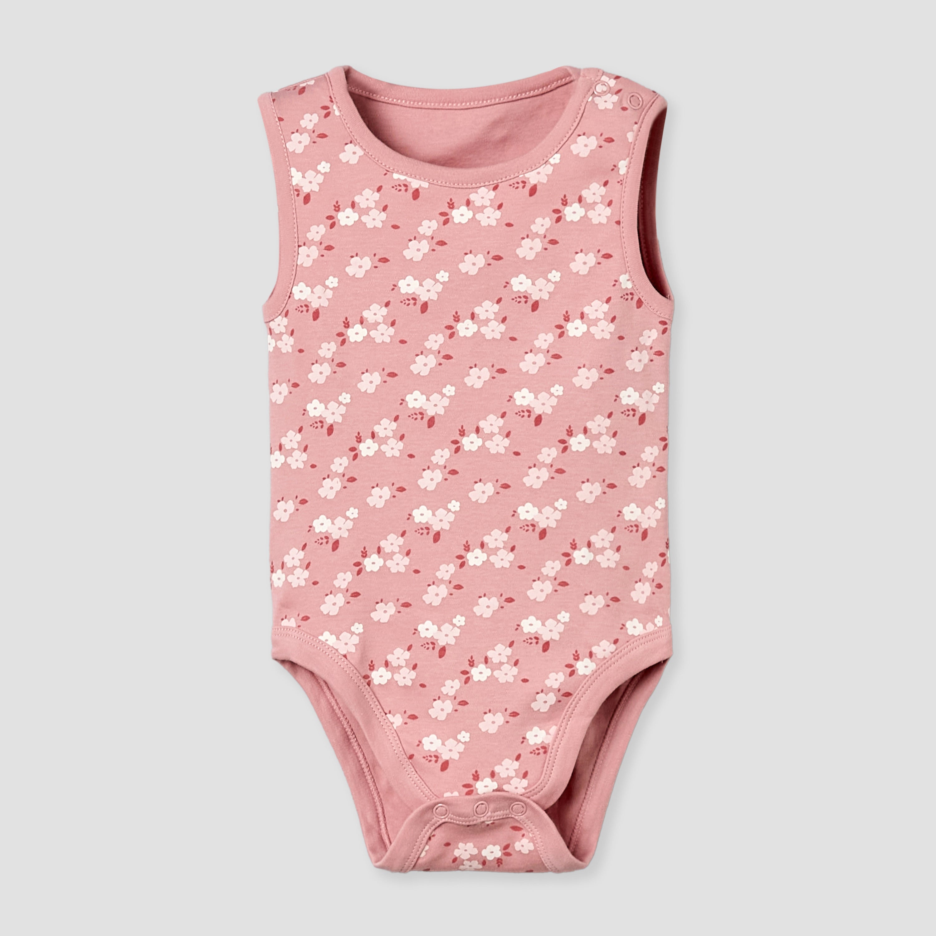 Pack of 5 Juniors Cotton Round Neck Sleeveless Bodysuit with Print