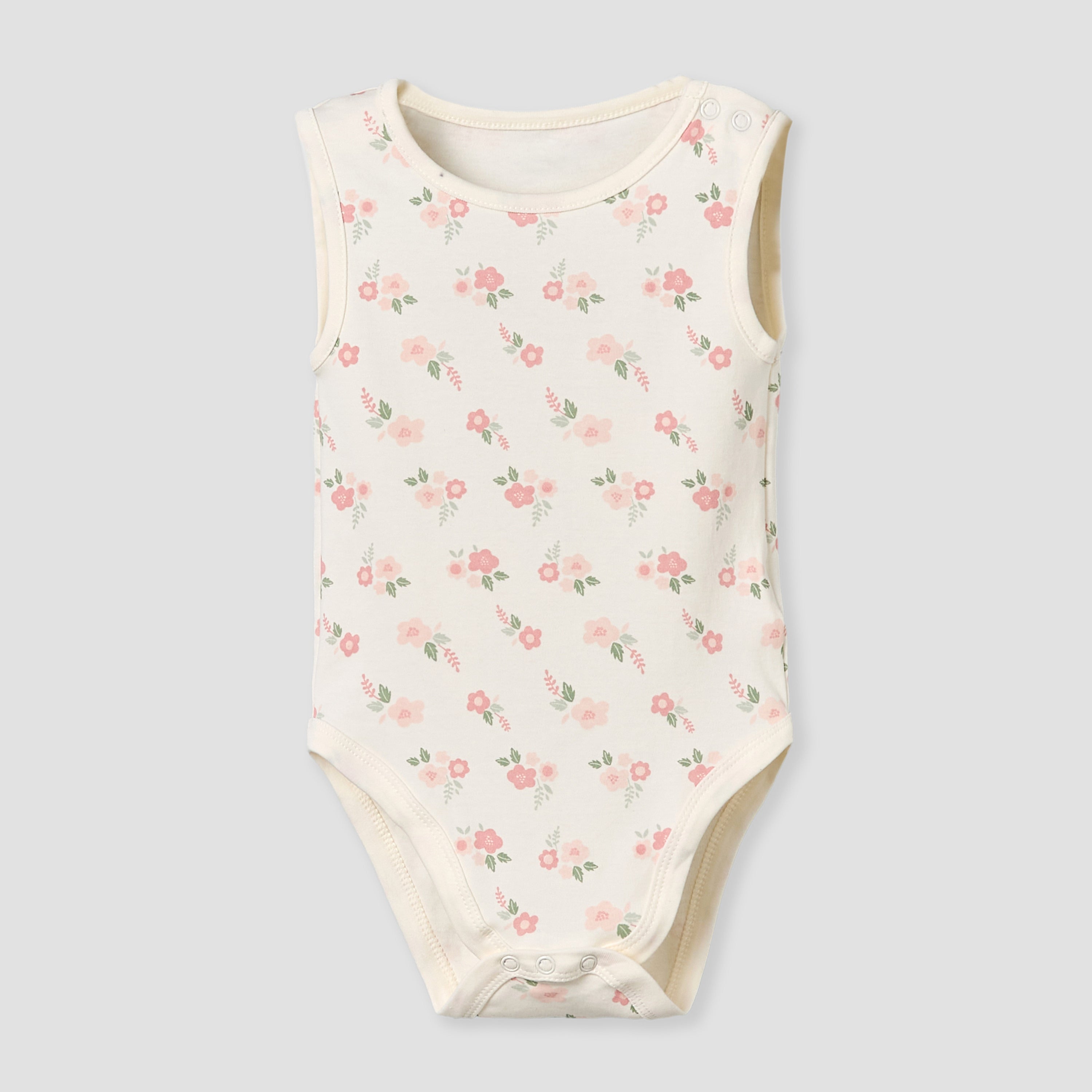 Pack of 5 Juniors Cotton Round Neck Sleeveless Bodysuit with Print