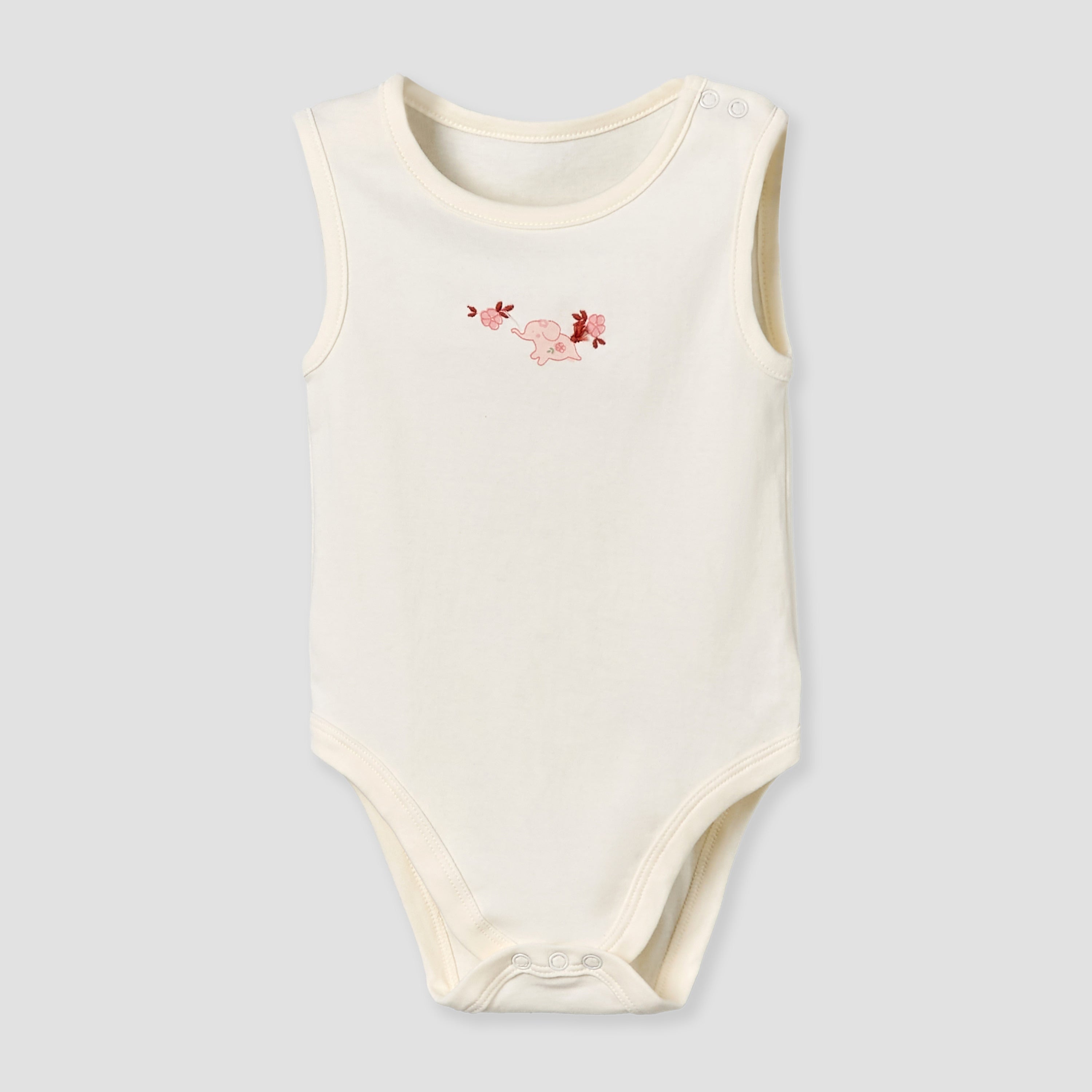 Pack of 5 Juniors Cotton Round Neck Sleeveless Bodysuit with Print