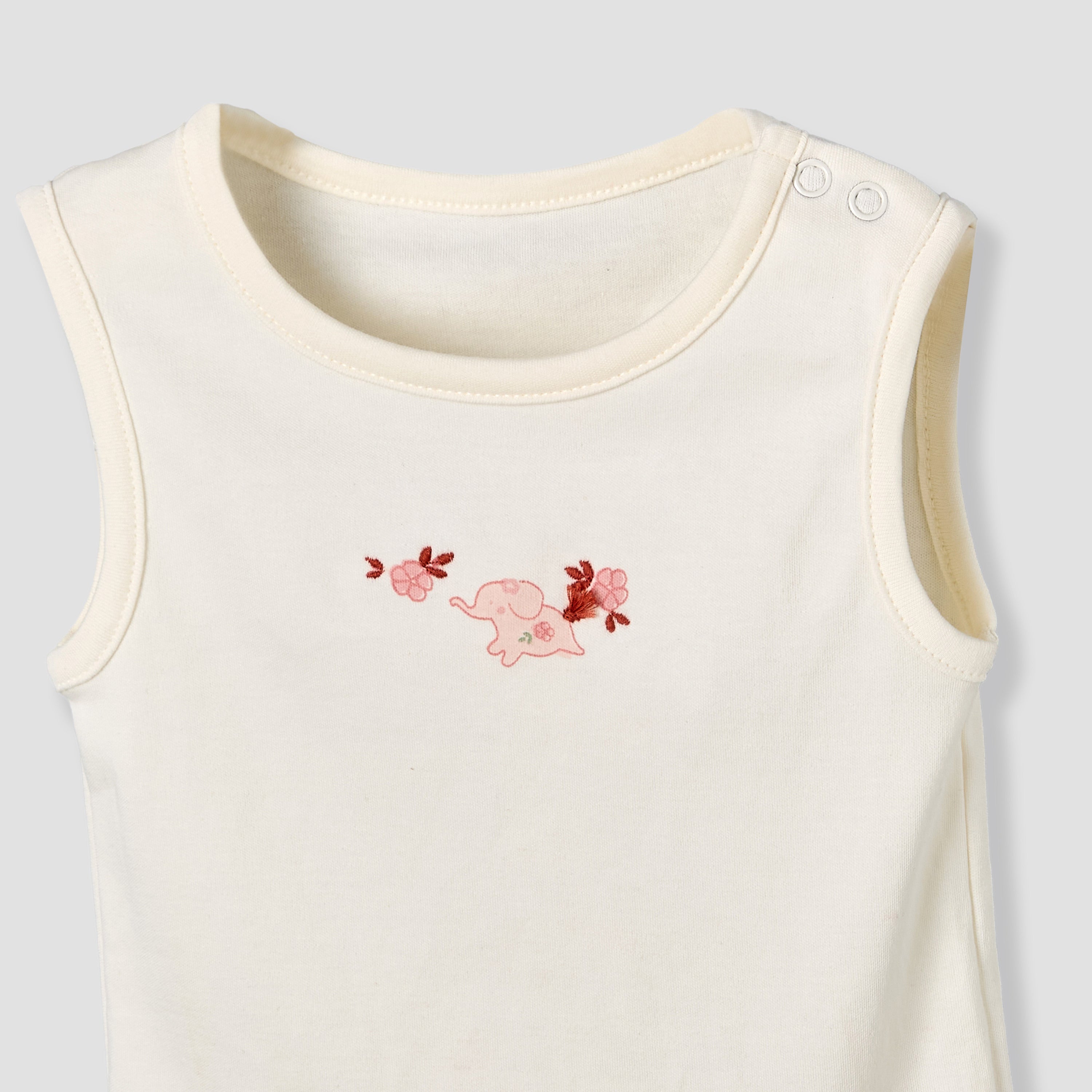 Pack of 5 Juniors Cotton Round Neck Sleeveless Bodysuit with Print