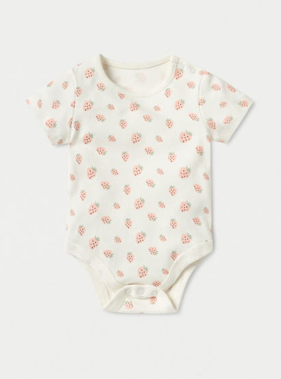 Juniors Printed Bodysuit with Short Sleeves and Button Closure - Set of 5-baby-girls-clothing-bodysuits-image-2