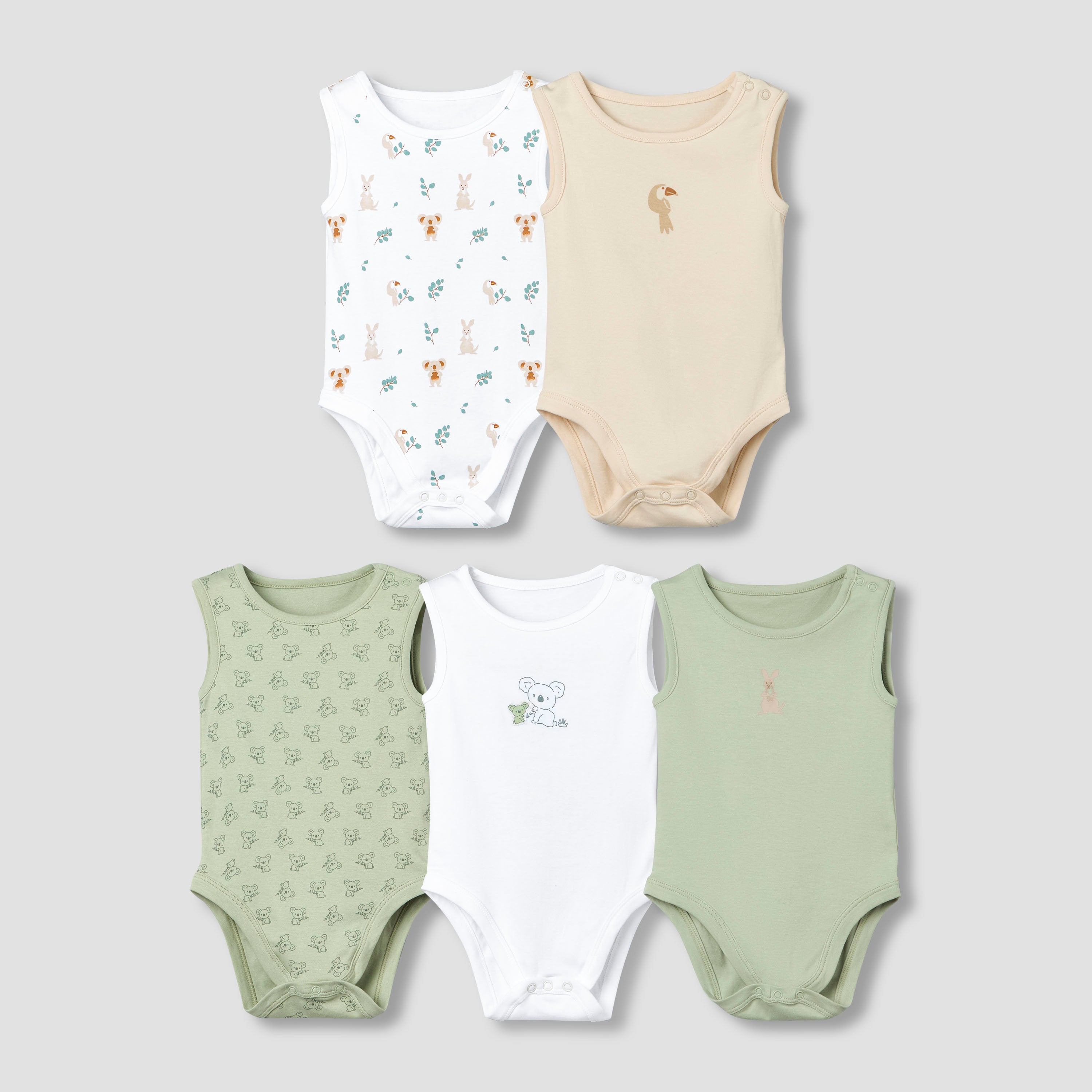 Pack of 5 Juniors Round Neck Sleeveless Bodysuit with Print - Multicolour / 18-24 mths