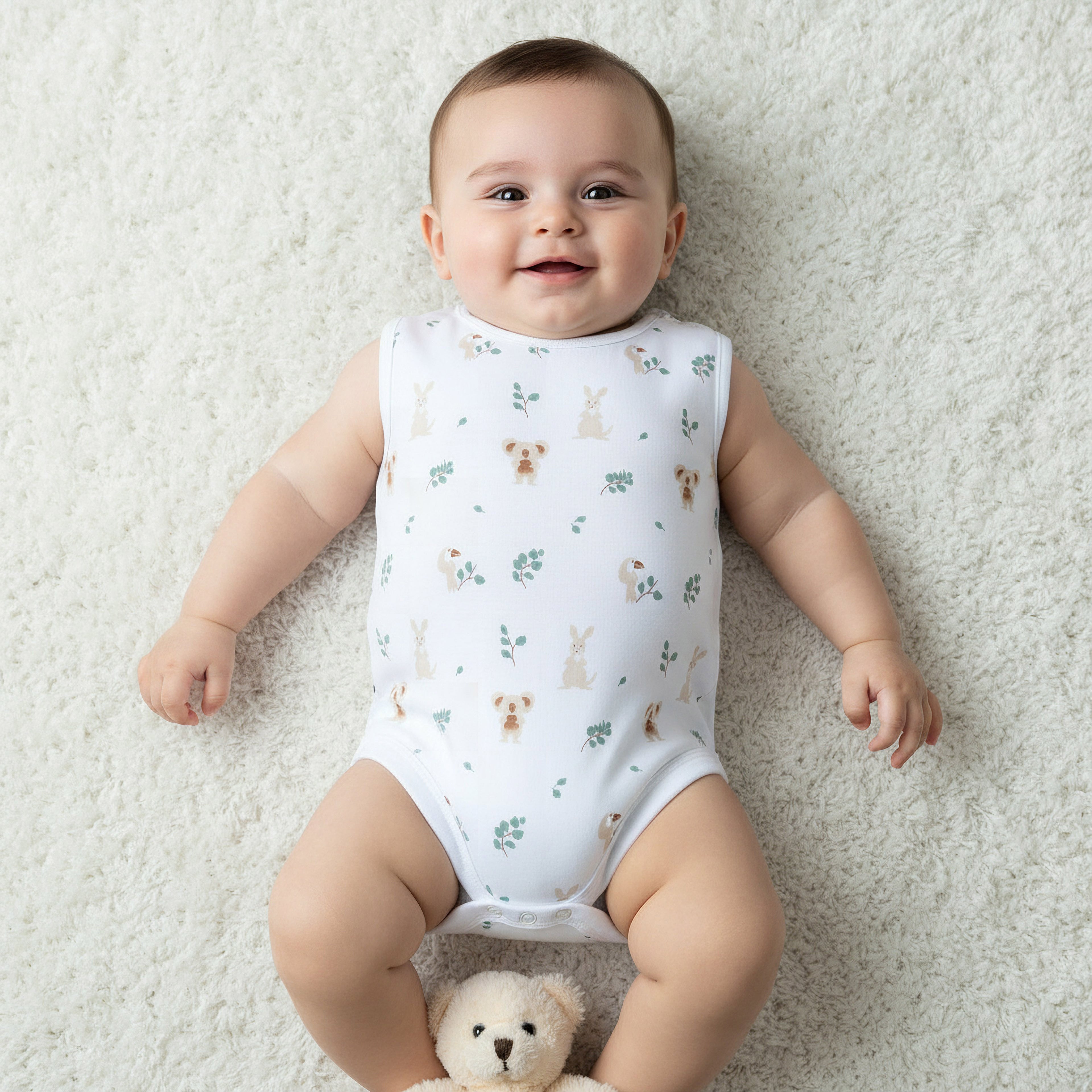 Pack of 5 Juniors Round Neck Sleeveless Bodysuit with Print