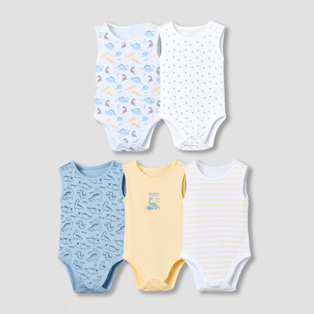 Pack of 5 Juniors Crew Neck Sleeveless Bodysuit with Print
