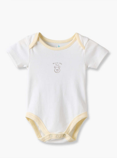 Pack of 4 Disney Cotton Round Neck Short Sleeves Bodysuit with Winnie the Pooh Print-baby-girls-clothing-bodysuits-image-7